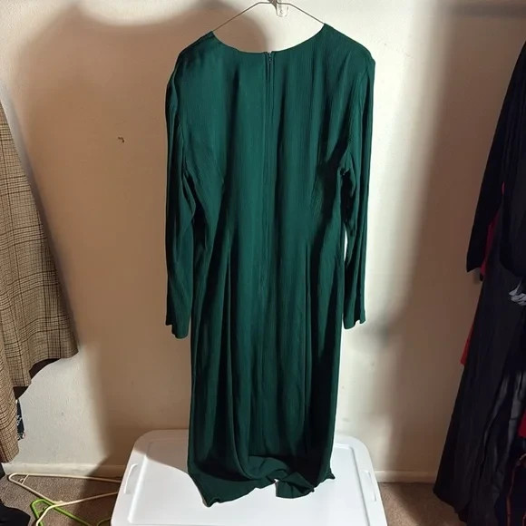 Vintage 90s Brett Alixander LS Button Pleat Front Maxi Dress Green Size 15/16