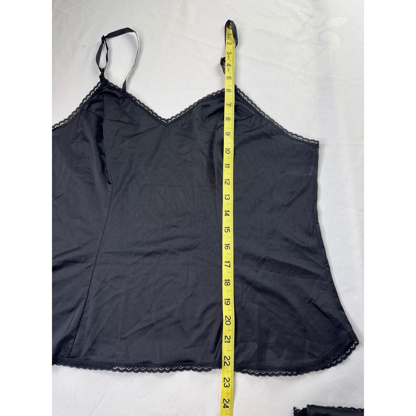 Vintage Sears Black Antron III Nylon Camisole and Half Slip Set Large