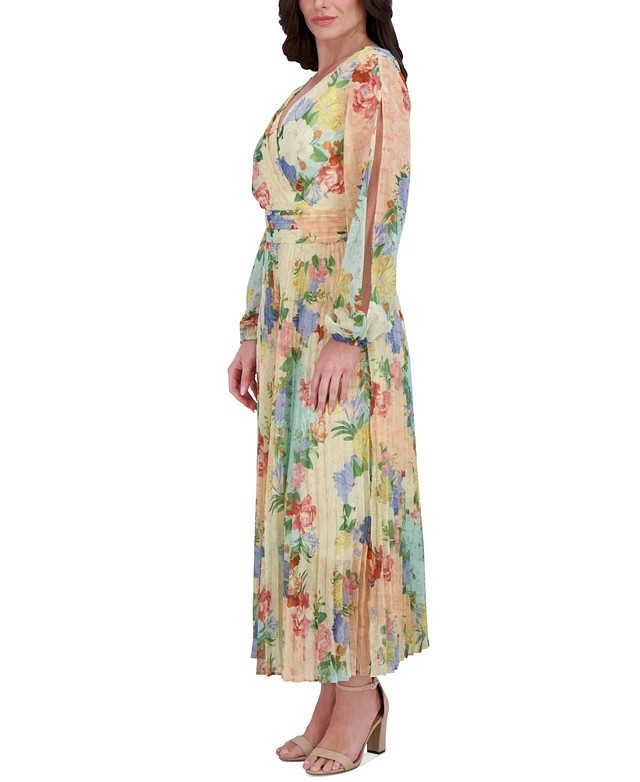NWT Siena Floral Pleated Maxi Dress – Size 10 – Romantic Pastel Garden Print