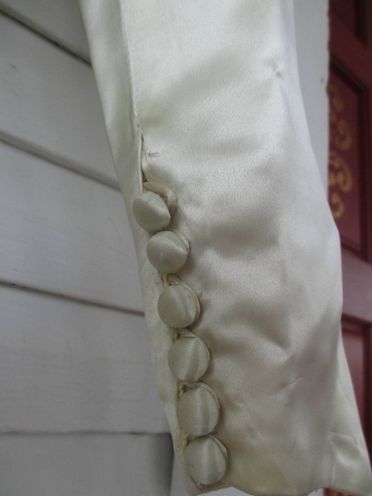 Vintage Wedding Dress Handmade Liquid/Ivory Satin w/Train Circa 1930’s small