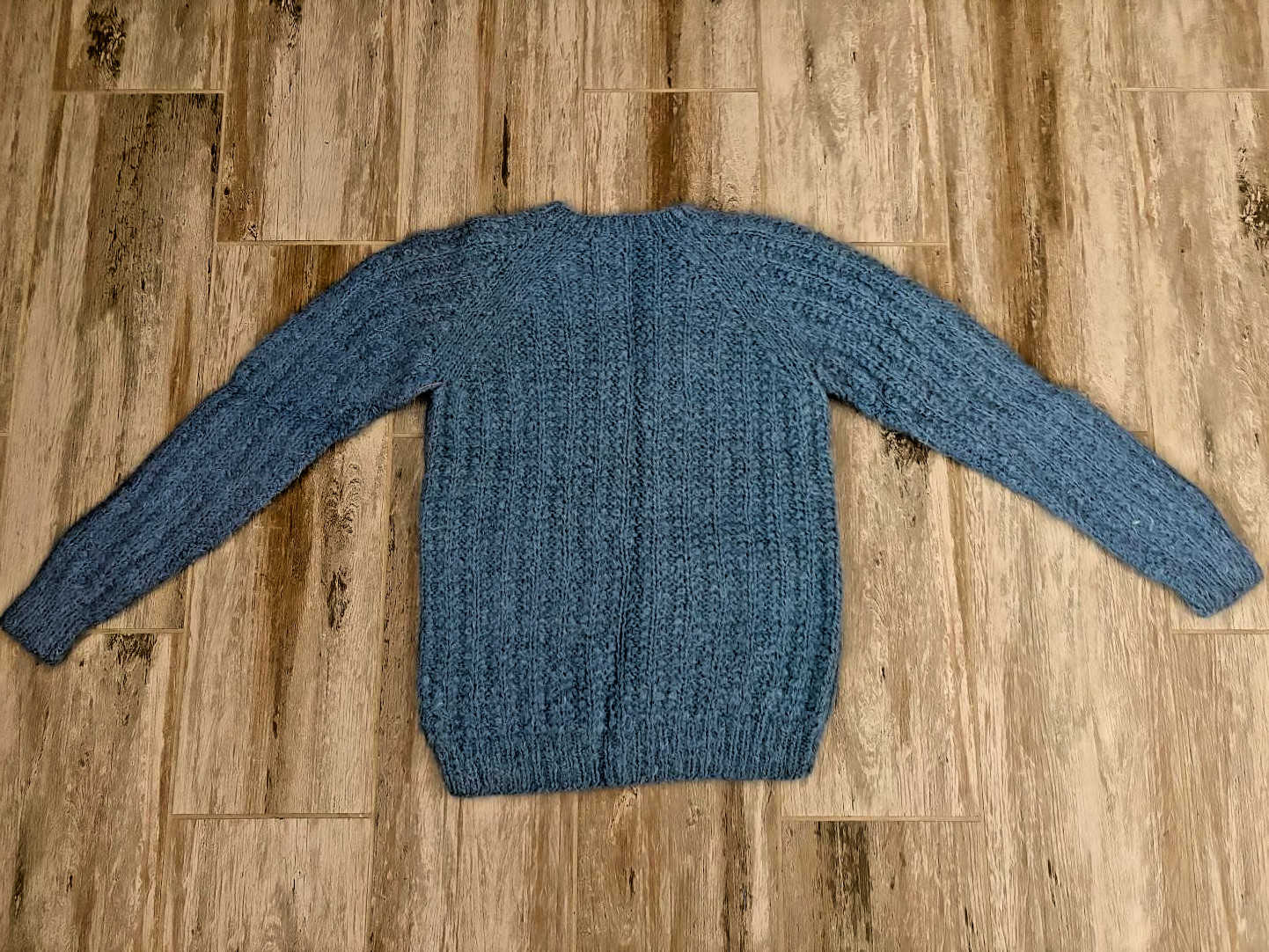 Vintage Handmade Blue Knitted Sweater, size S
