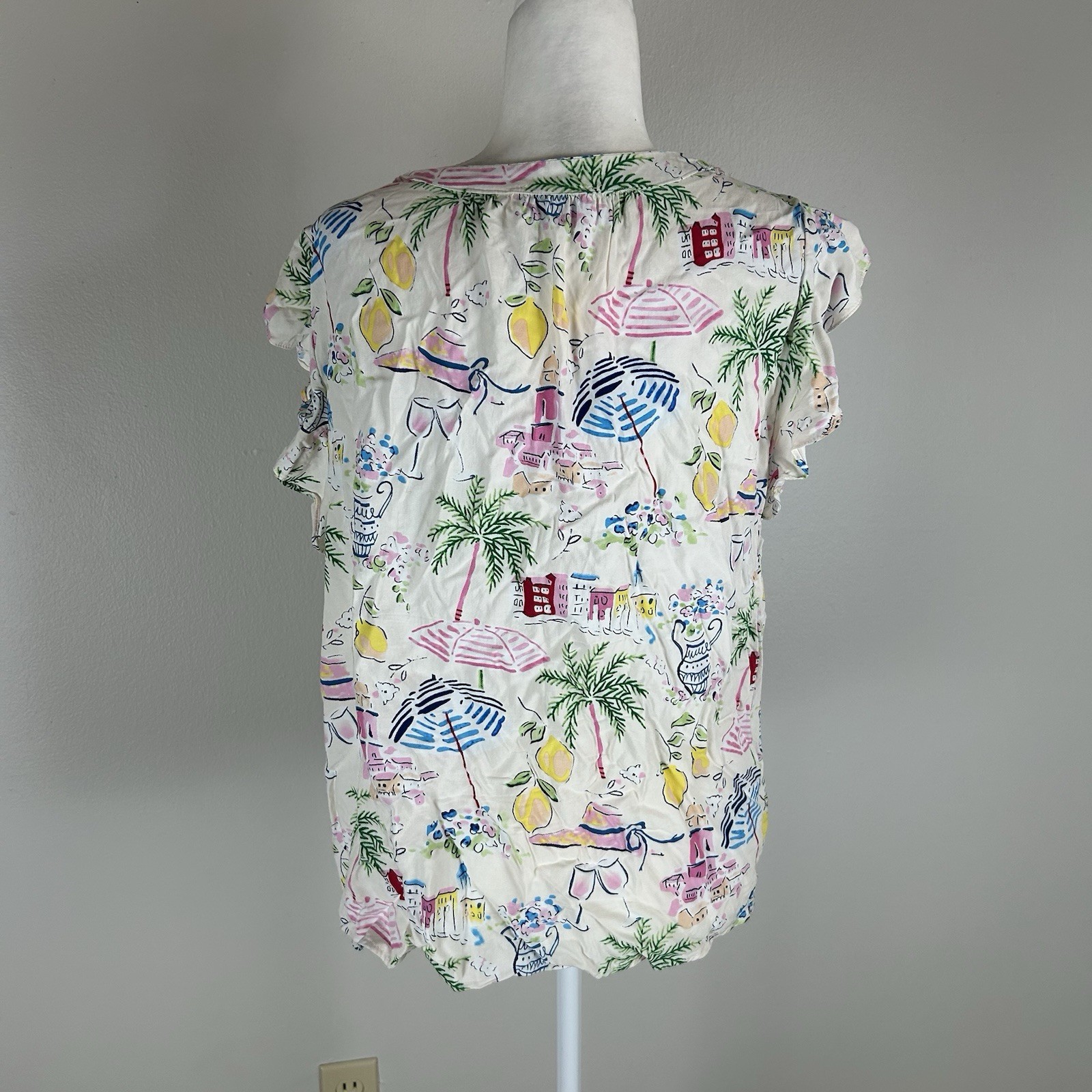 Calypso St. Barth 1X Riviera Resort Fruit Tropical Vacation Print Top Blouse