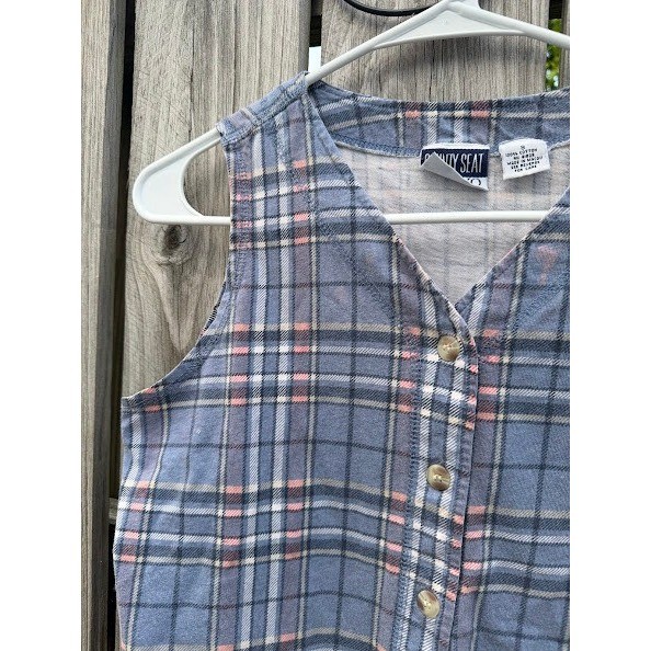 Vintage 90s Grunge County Seat Nuovo Plaid Sleeveless Top Womens Small Blue