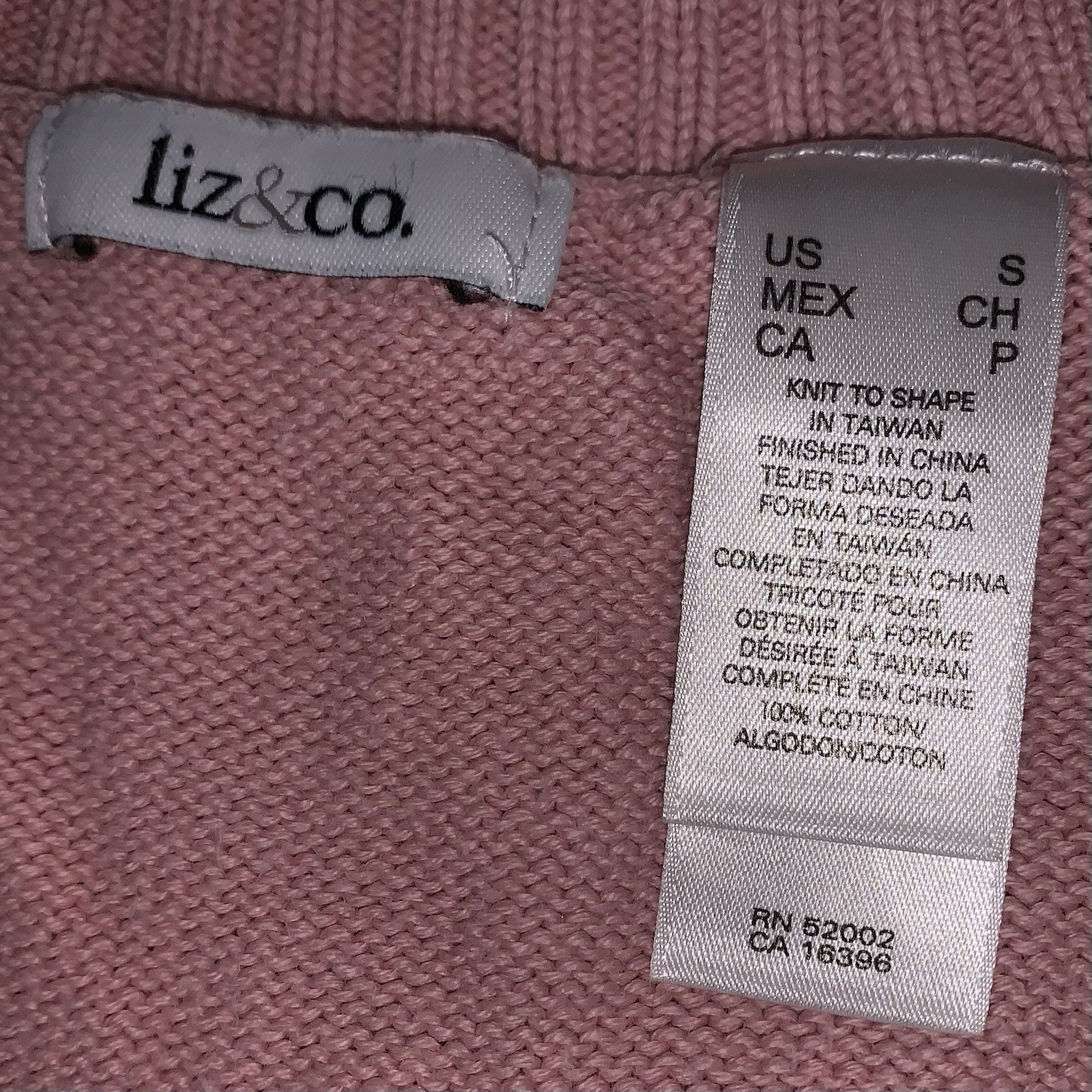 Liz And Co Vintage Sweater Women’s Pink Cream And Gray Striped Knit Small