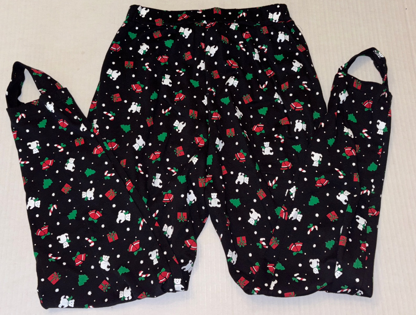 Vintage Chaus Sport Abstract Christmas Printed Stirrup Pants With Pockets Sz M