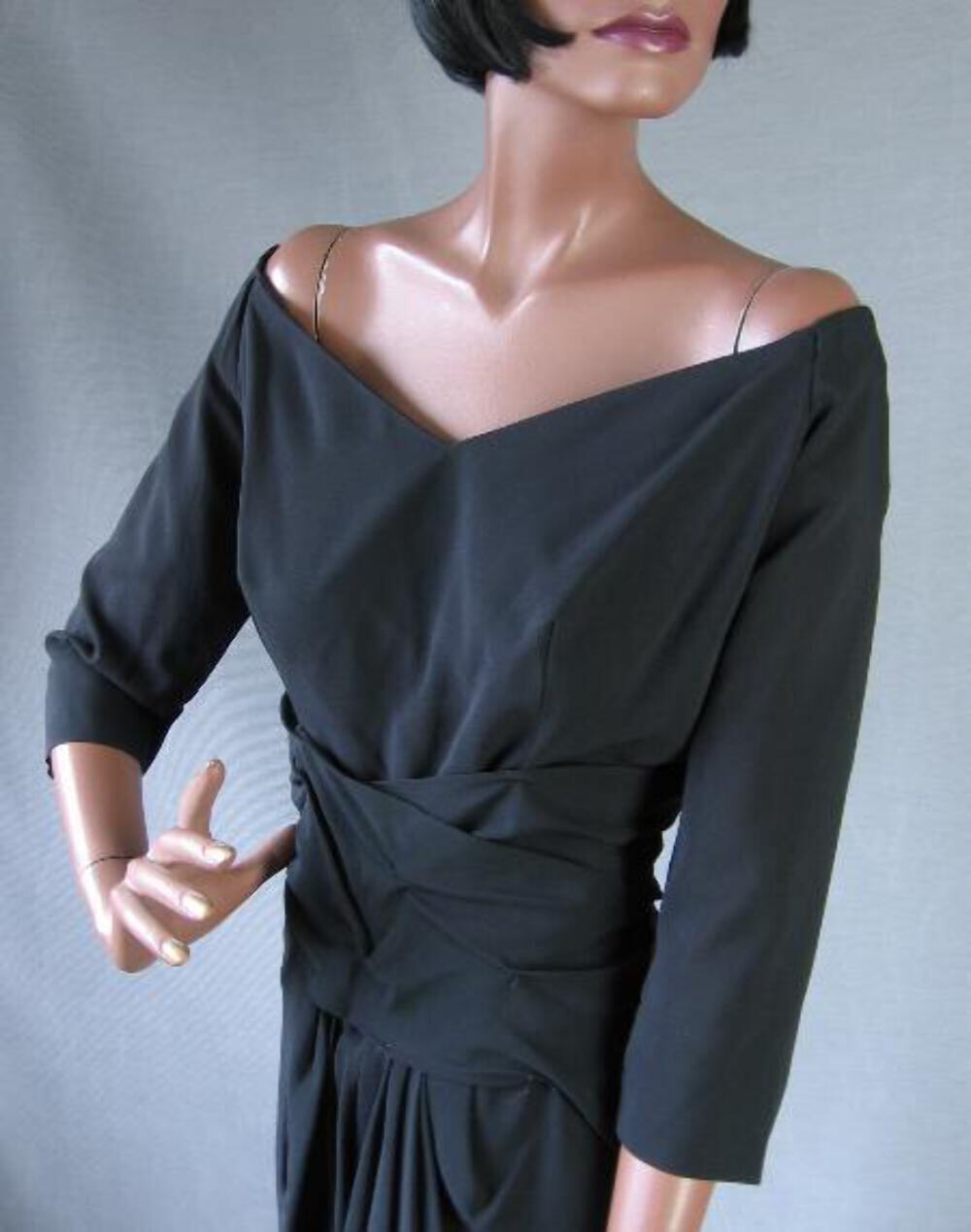 50s Bombshell Cocktail Dress Draped Vintage Revenge Dress Wiggle LBD