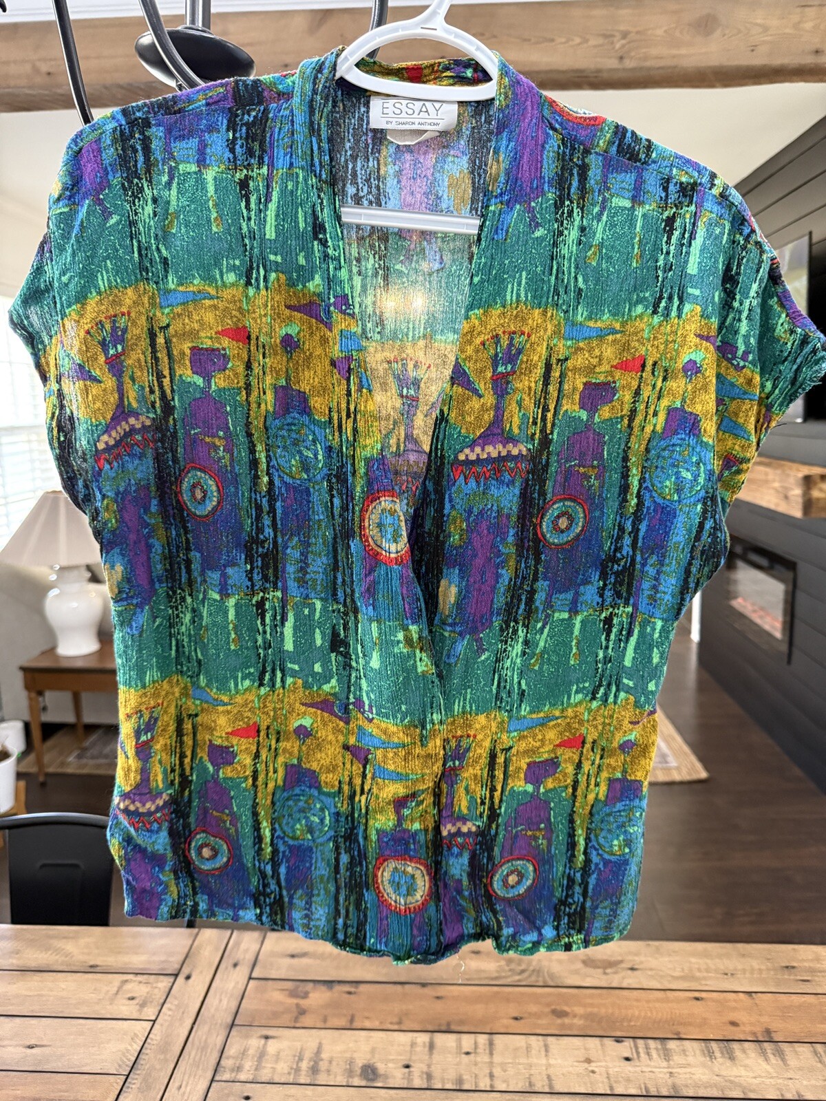 Vintage Sharon Anthony Womens Lightweight Blouse Multicolor Made In USA