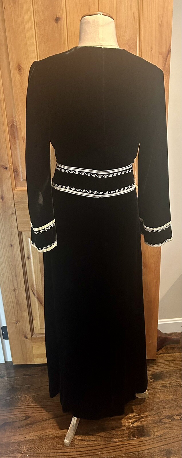 Vintage 60s Maxi Dress Velvet Black Caftan Mr Mort by Stan Herman Sz 10/12