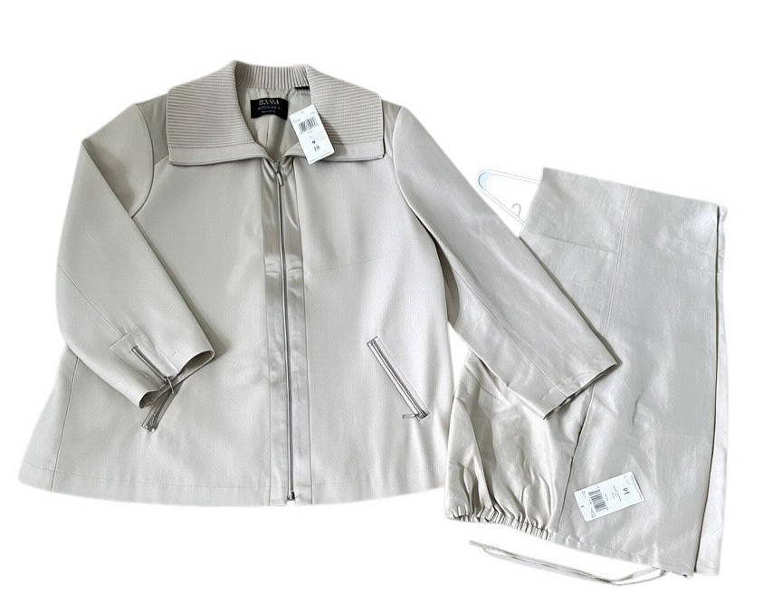 Dana Buchman Silk Pant Suit Set Women’s Sz 18 NWT Ivory Zip Jacket 2 Pc