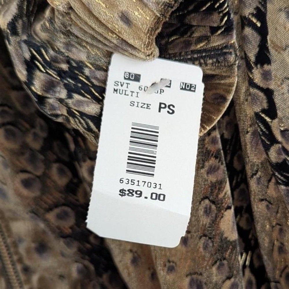 Vintage Silver Threads Ltd Animal Print Velvet Zip Jacket Petite Small