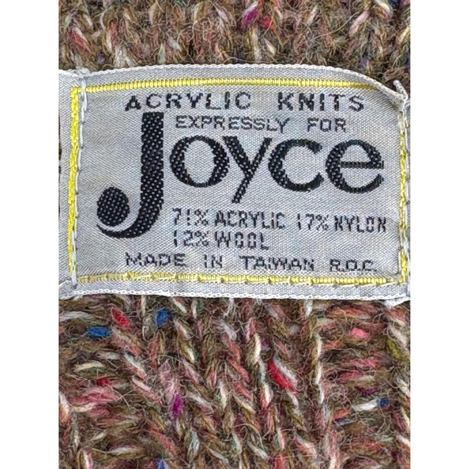 Vintage Joyce Cardigan Brown Multi Double Breasted Ribbed Shoulder Pads