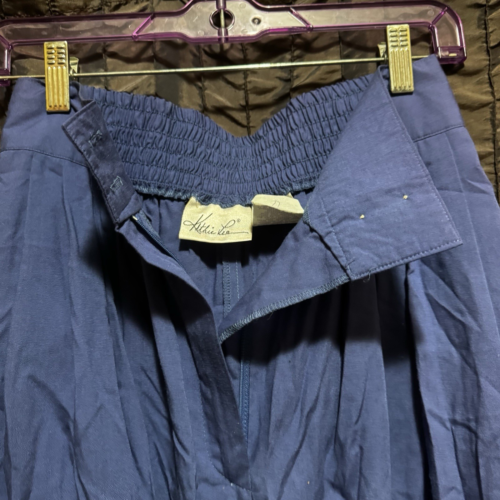 Kathie Lee Women’s Blue Shorts Elastic High Waist Pleated Front Size 10 Vtg
