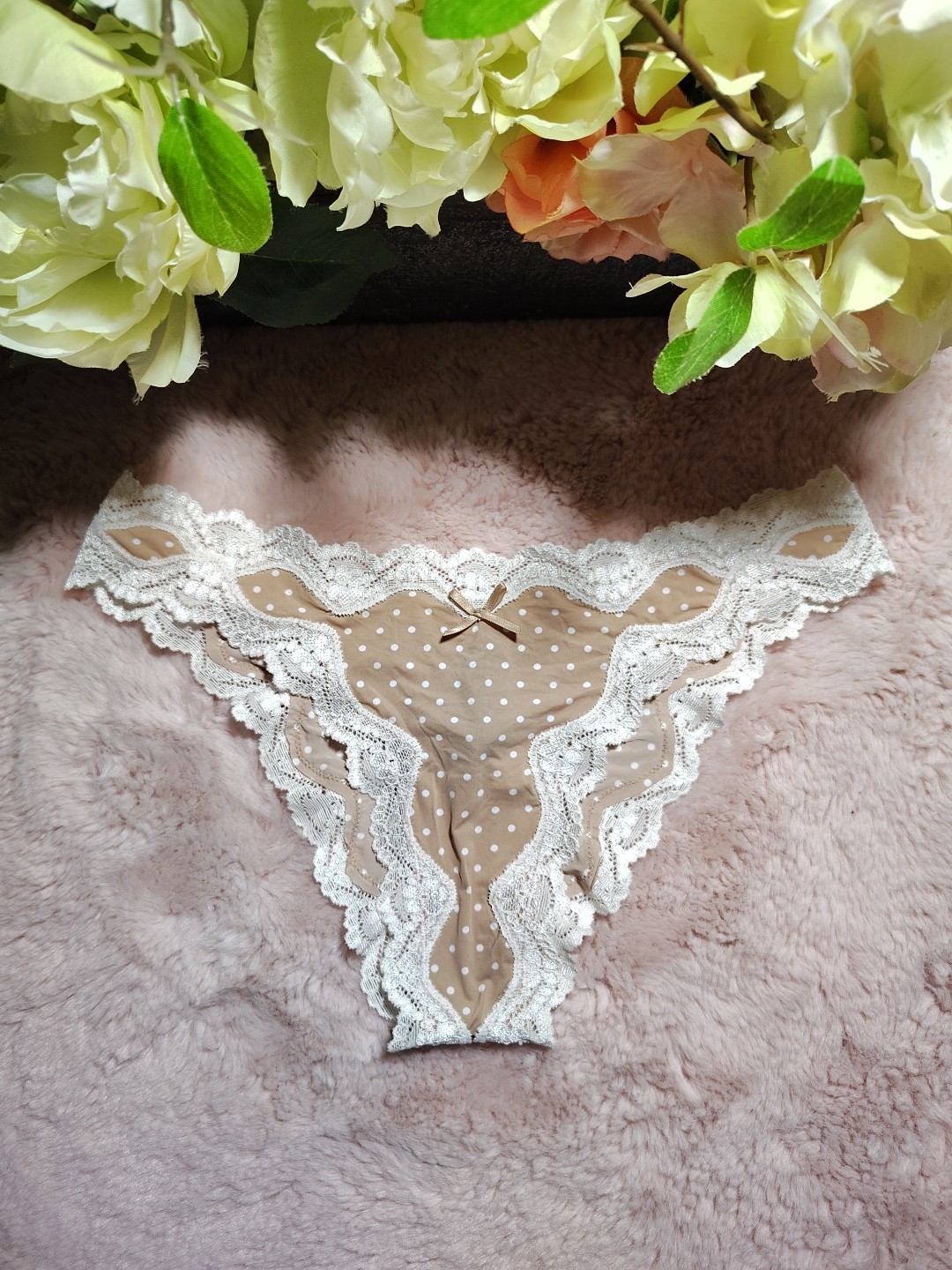 Vintage Victorias Secret Rushed Back Polkadot Cheekini OS Production 2013