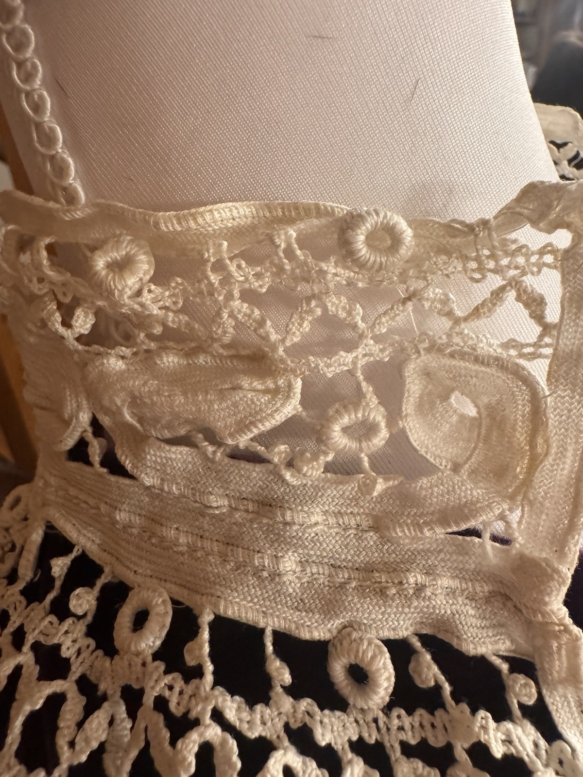 Antique Edwardian Irish Crochet Lace Jacket c 1905 Handmade White Blouse Top VGC