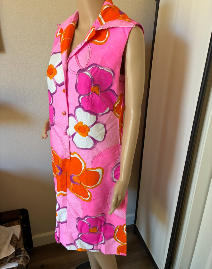 Vtg 60’s NWT McInerny Hawaii MOD Floral Shirt Dress 14