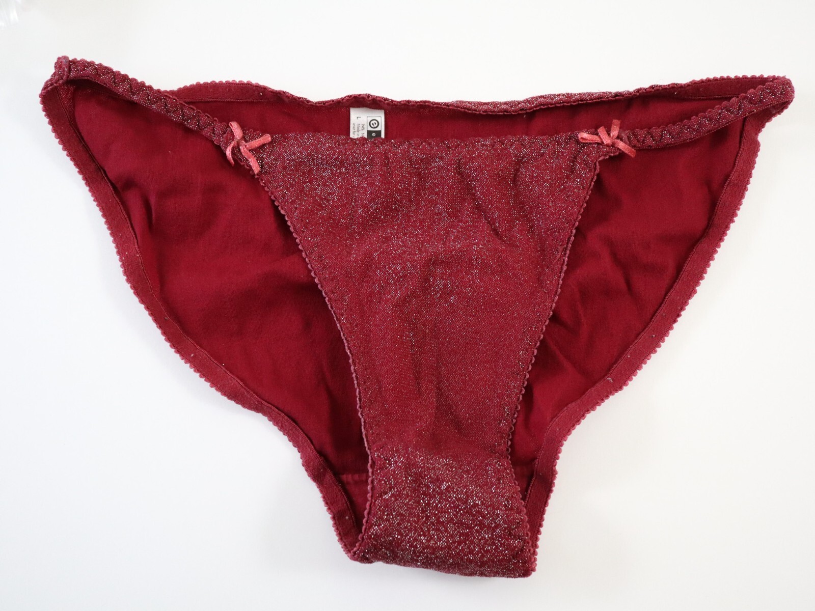 True Vintage Ellemenno 90s Y2K Shiny Glittery String Bikini Panty LARGE