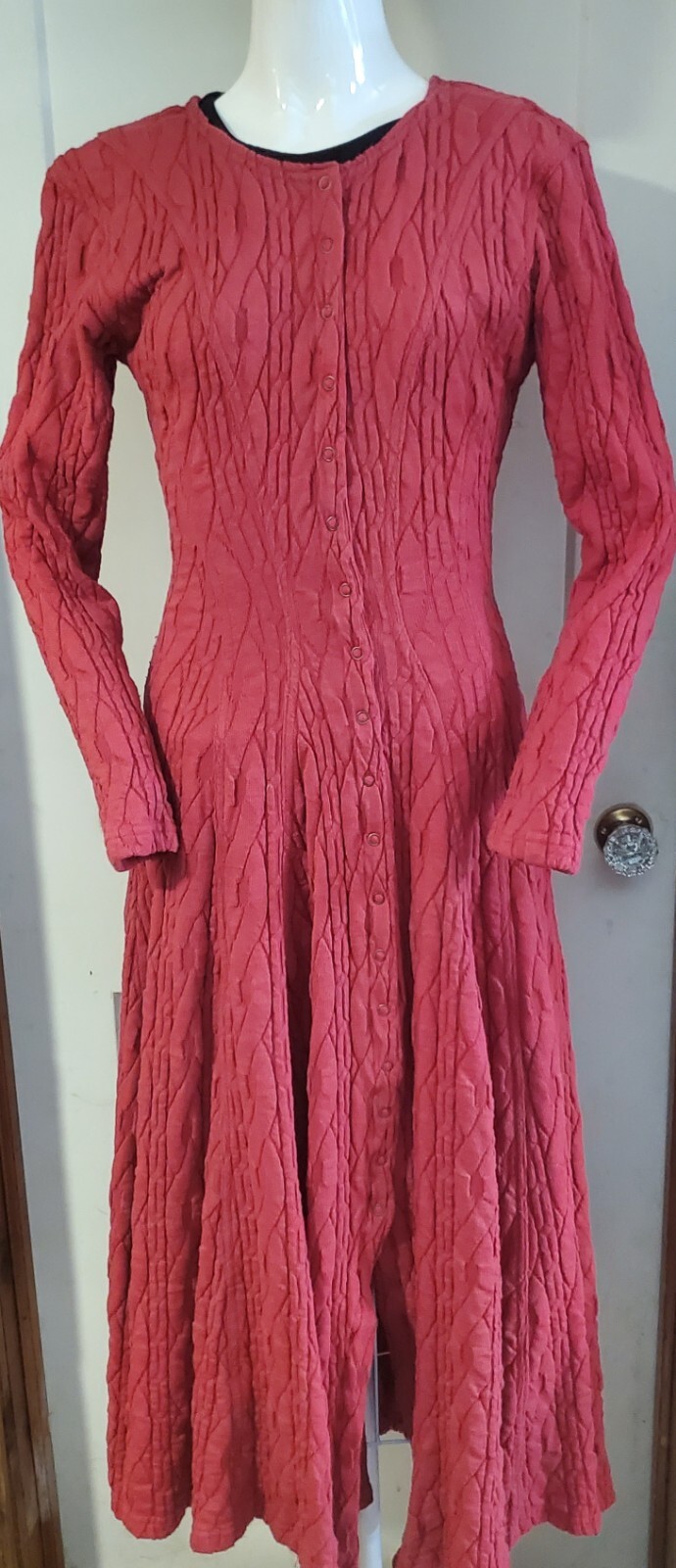 VTG 80s KAREN ALEXANDER Red Snap Up A Line Style Dress Sz S Read Description