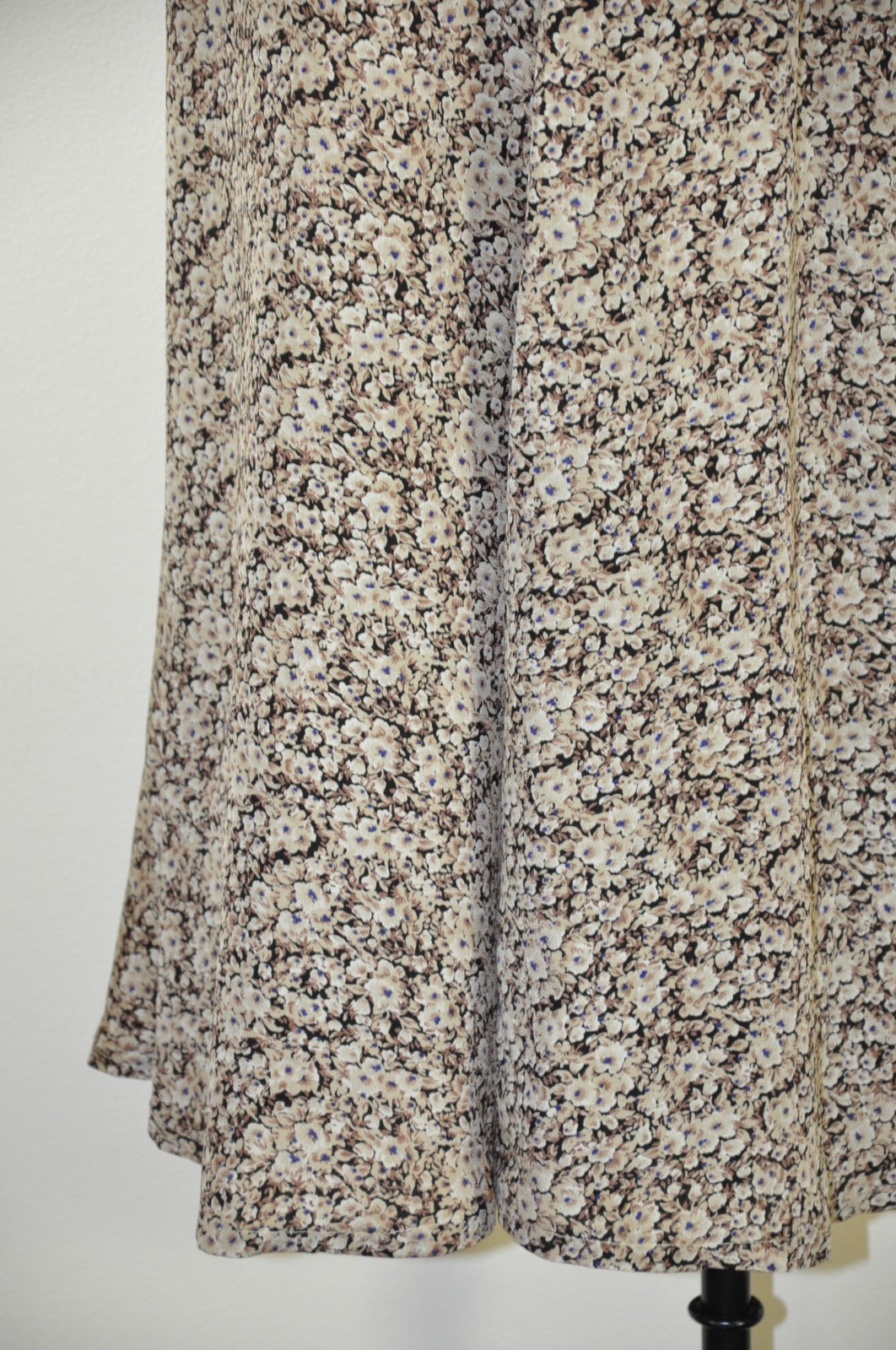 90s Vintage Brown Romantic Floral Long Sleeve Tie Back Grunge Dress Women S M
