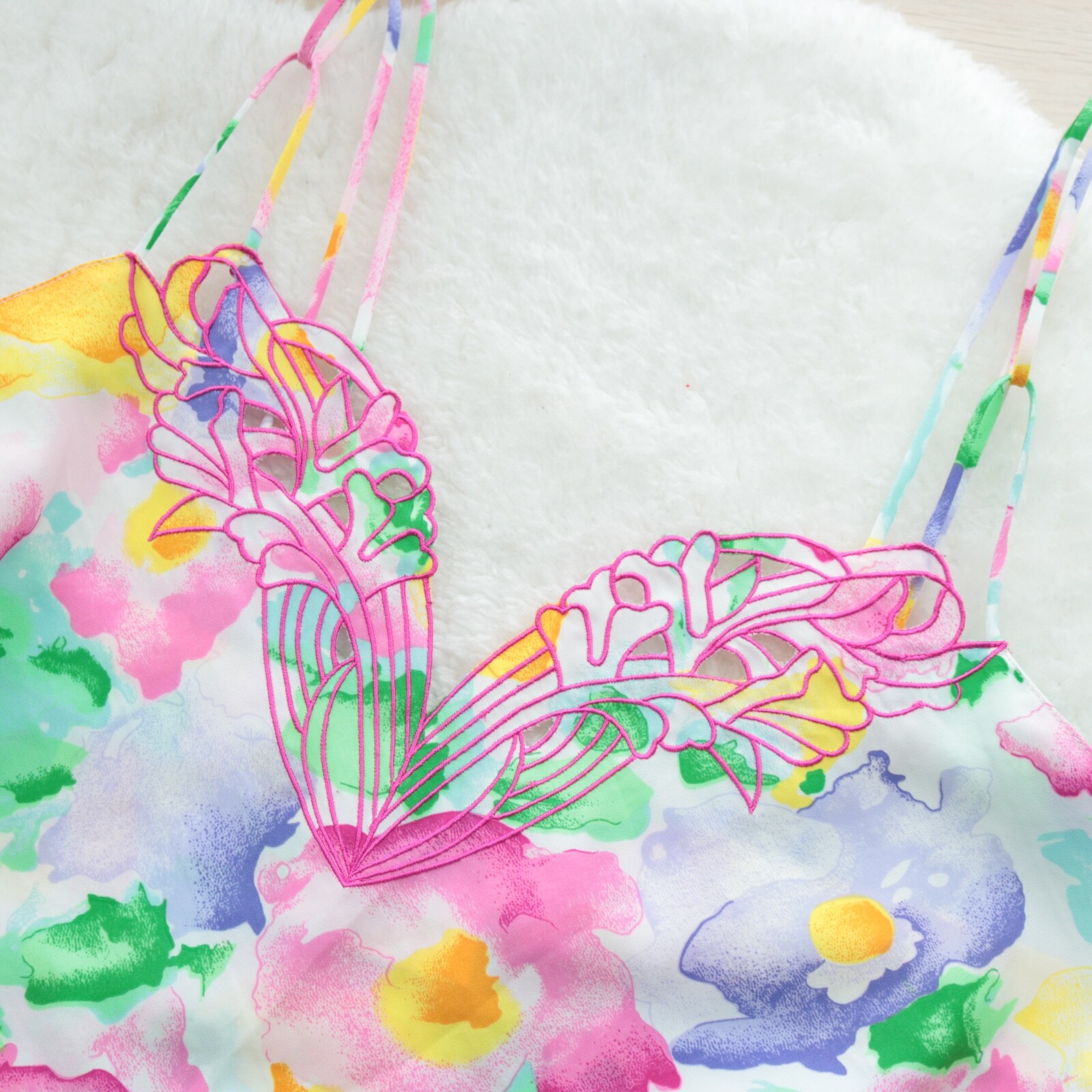 90s Victorias Secret Gold Label Floral Multicolor Double Strap Cami Top Size S/M