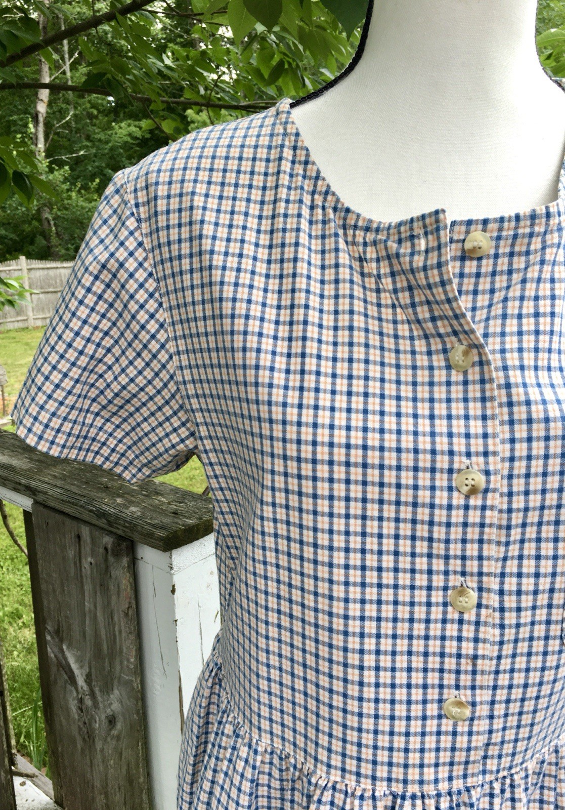 Vintage 90’s Ralph Lauren Plaid Gingham Dress Cottagecore Size L Grandma