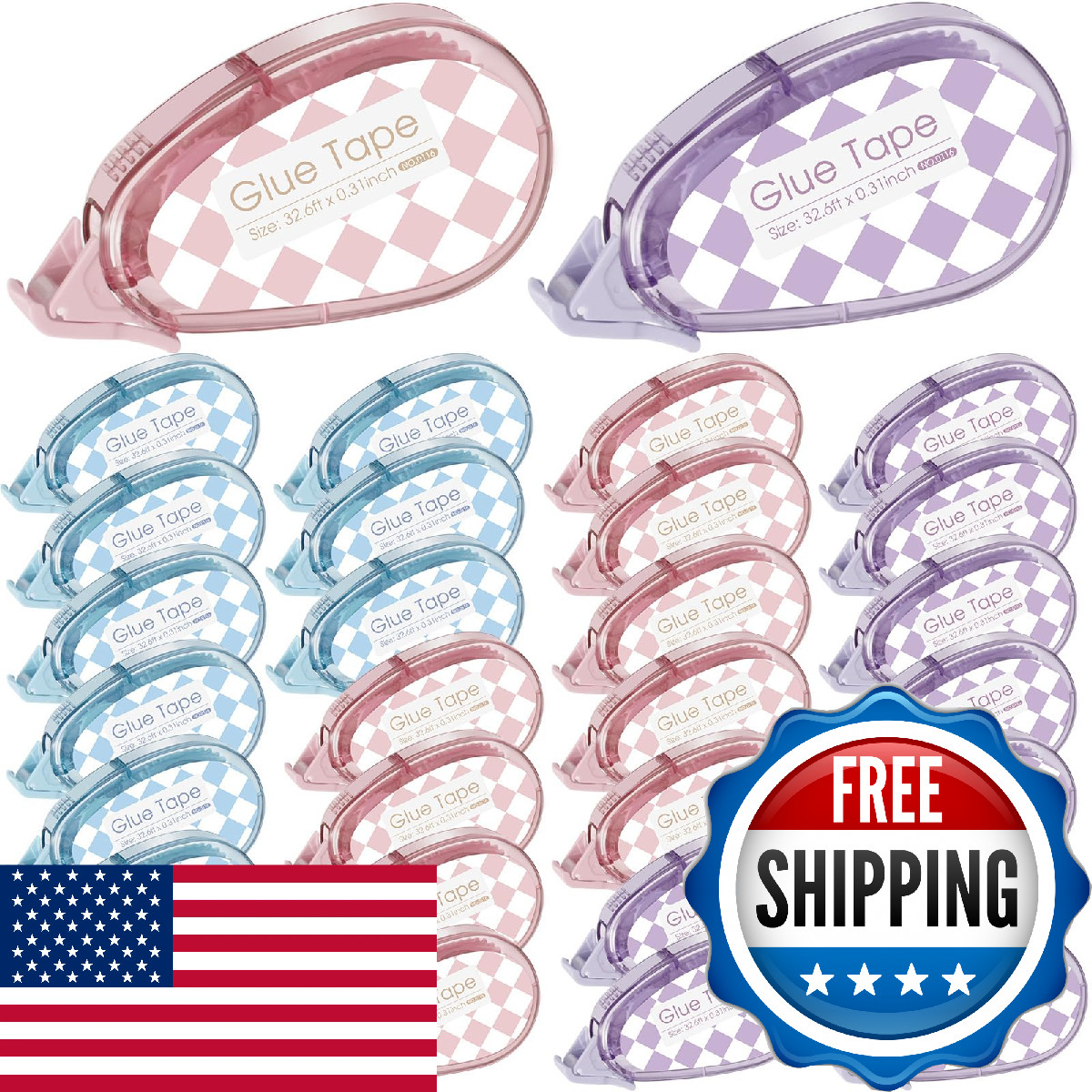 Geyee 30 Pcs Double Sided Tape Roller Permanent Adhesive 0.3 x 315” Double Side