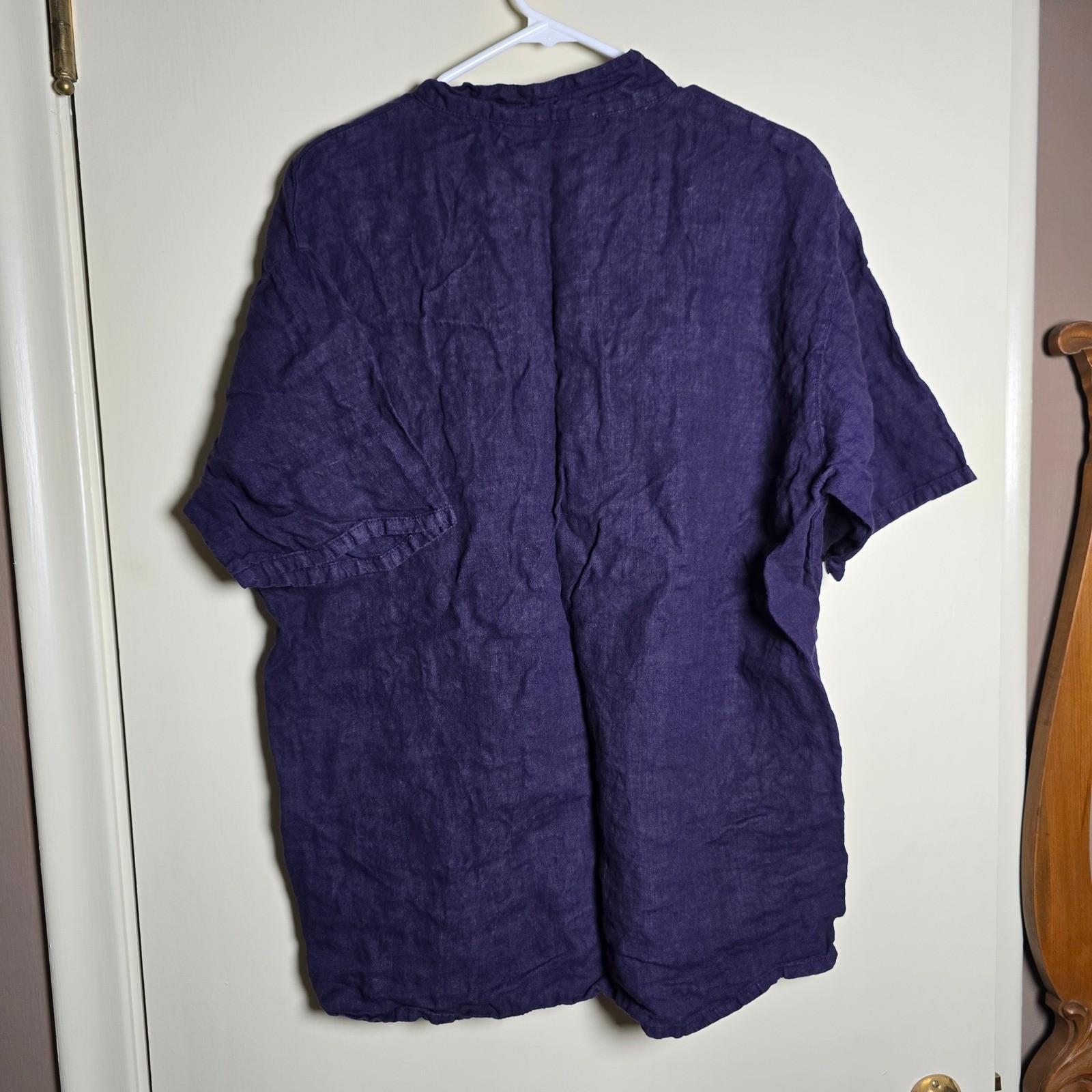 Vintage Timbuktu Station Purple Textured Short Sleeve Shirt Size 2 Button Up