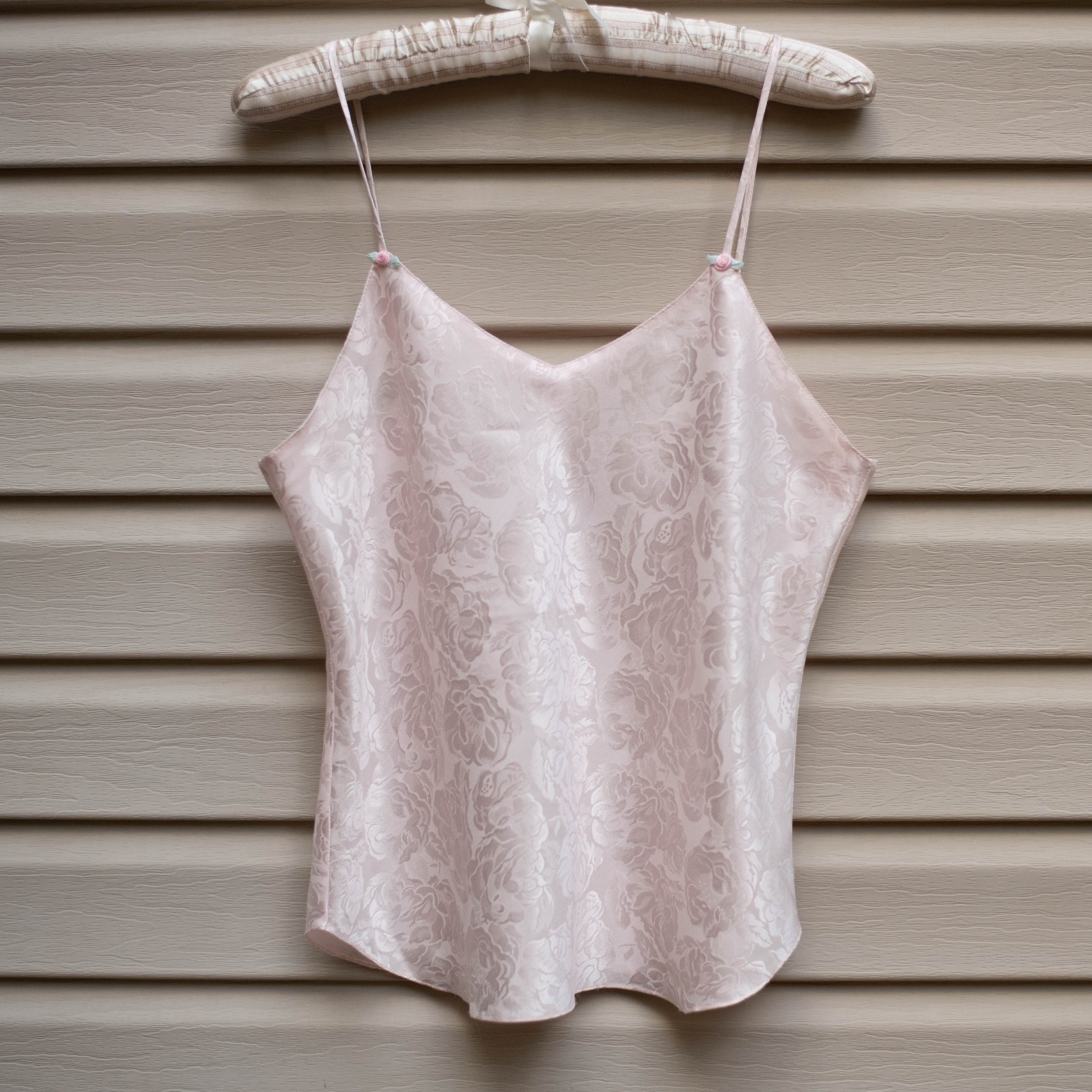 Vtg Y2K Erika Taylor Cami Top M Floral Satin Jacquard Romantic Dainty Coquette