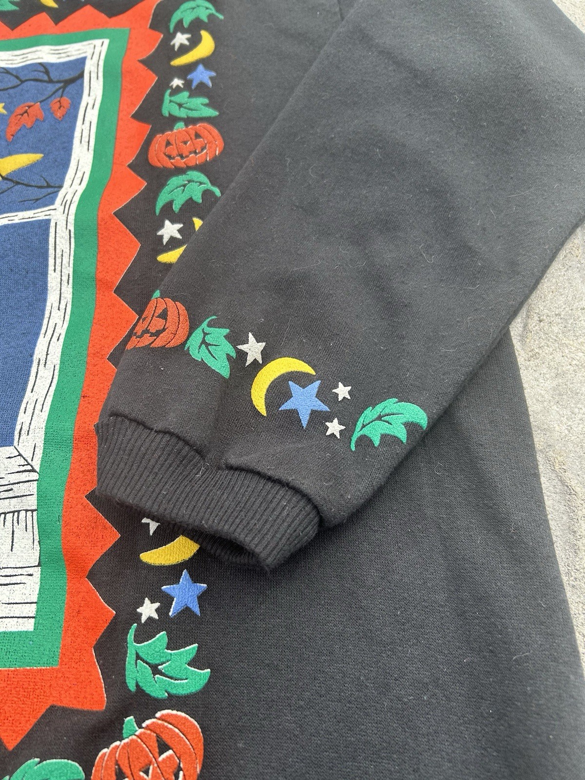 RARE Spumoni Black Cat Ghost Double Sided Black Halloween Novelty Sweatshirt 2X