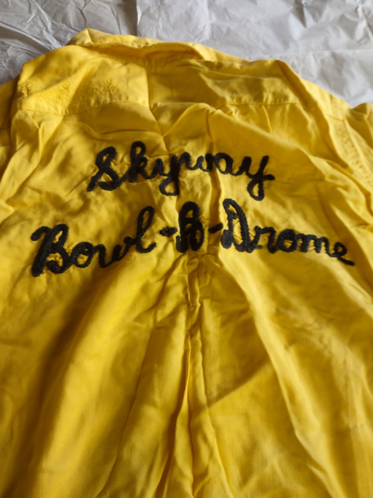 Vintage 60’s Bowling Shirt Ladies Small BUTTON UP STITCHED SKYWAY BOWL A DROME