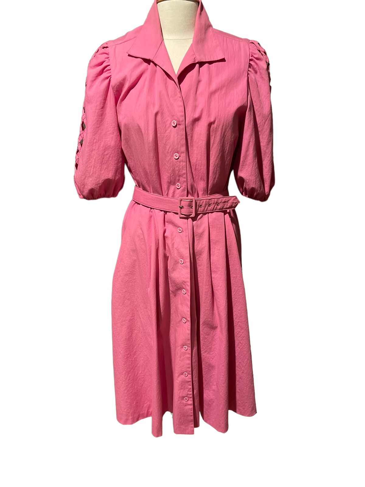 WILLI OF CALIFORNIA Size 12 Elastic Waist Puff Sleeve Vintage Midi Dress