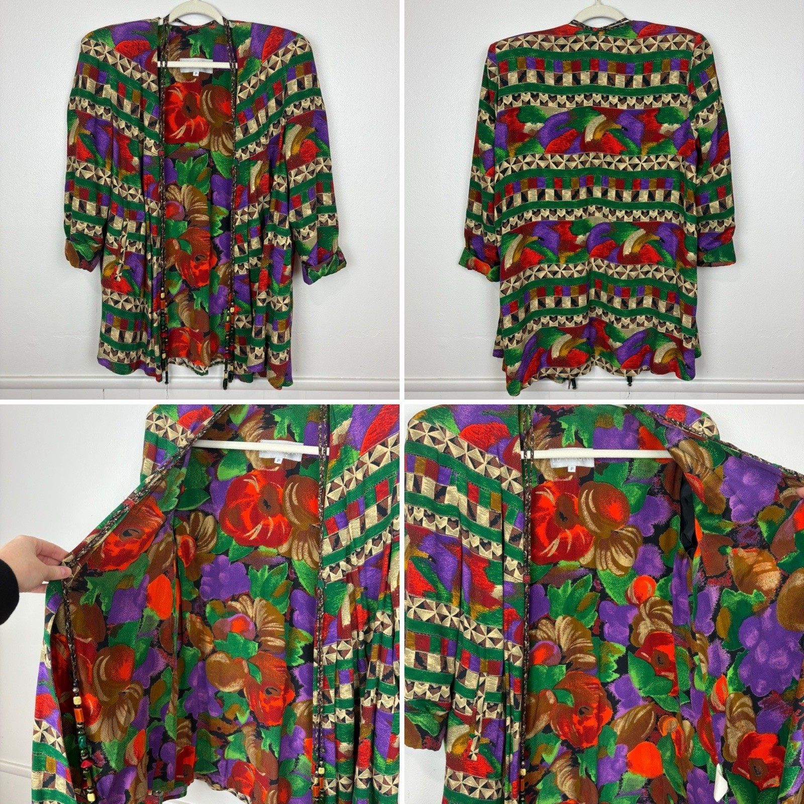 Dorothy Schoelen Platinum Vintage Jacket & Blouse Size P(Small) Abstract Print