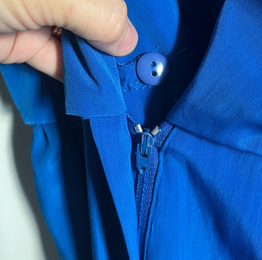 Vintage 80s Stuart Alan Petit Bright Blue Utility Jumpsuit Lime Green Accents