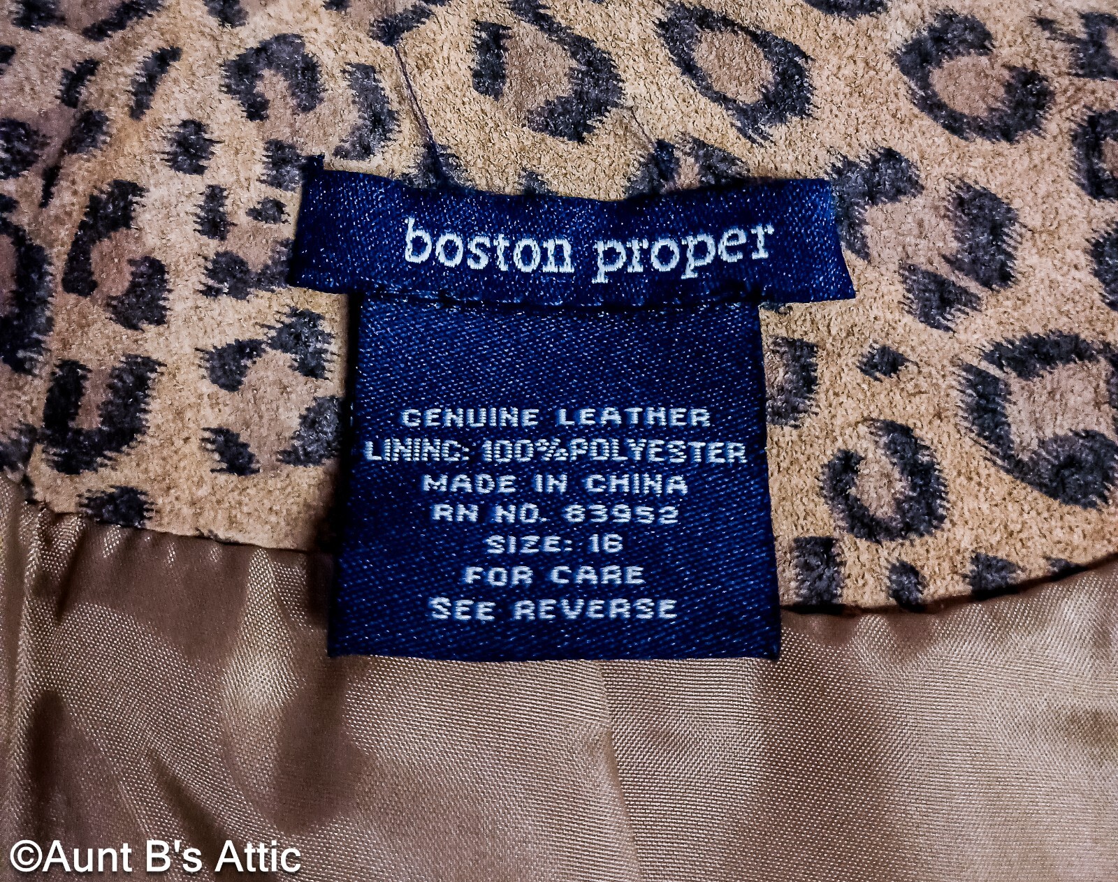 Leather Jacket Ladies Boston Proper Br/Blk Animal Print Jeweled Zip Jacket 16