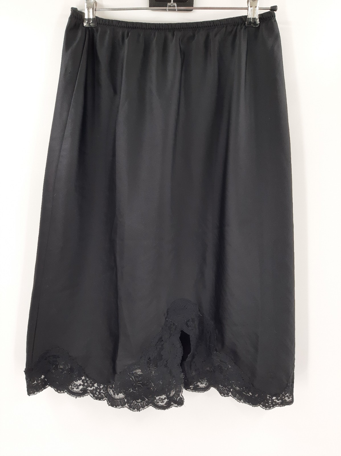 Christian Dior Vintage Lace Slip Skirt Black 25 Inch Size Large Union Made USA