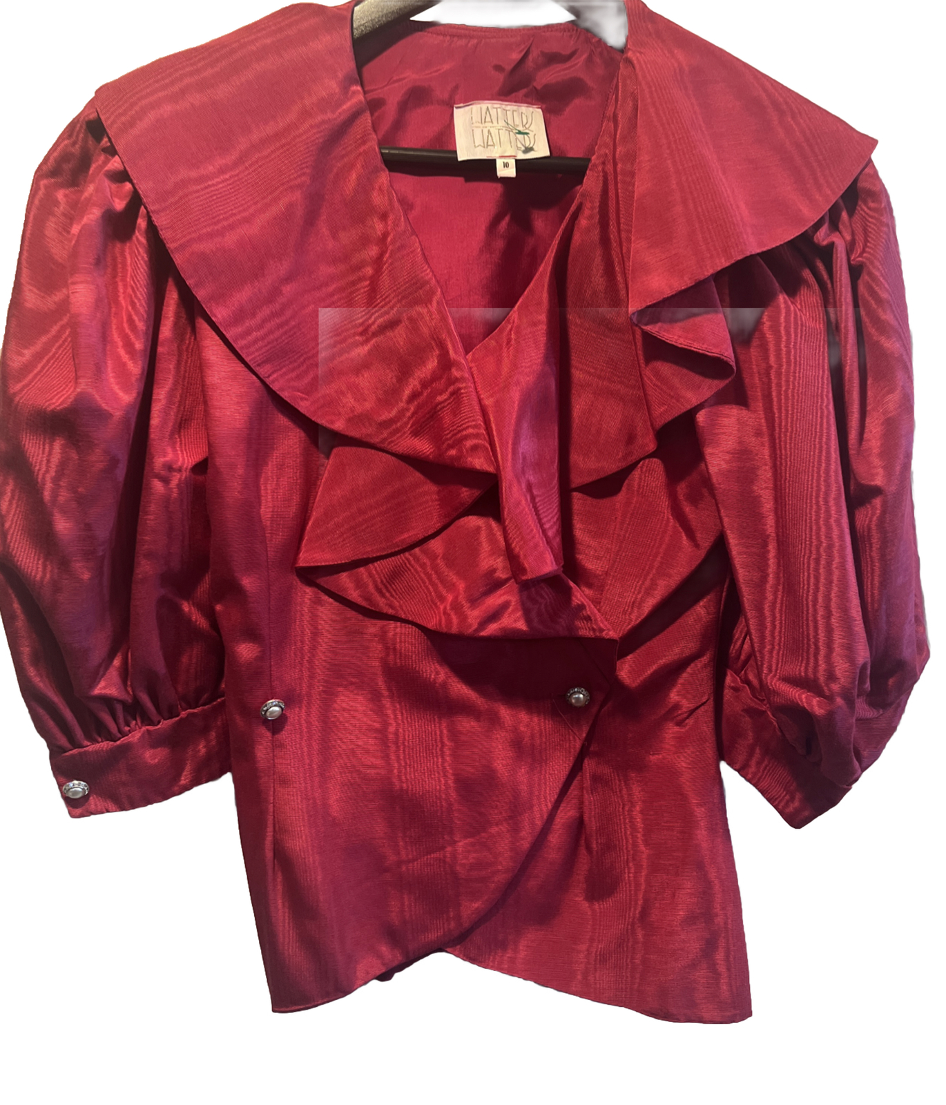 Vintage Watters and Watters Pink Formal Skirt Top Set Peplum Short Sleeve Sz 10