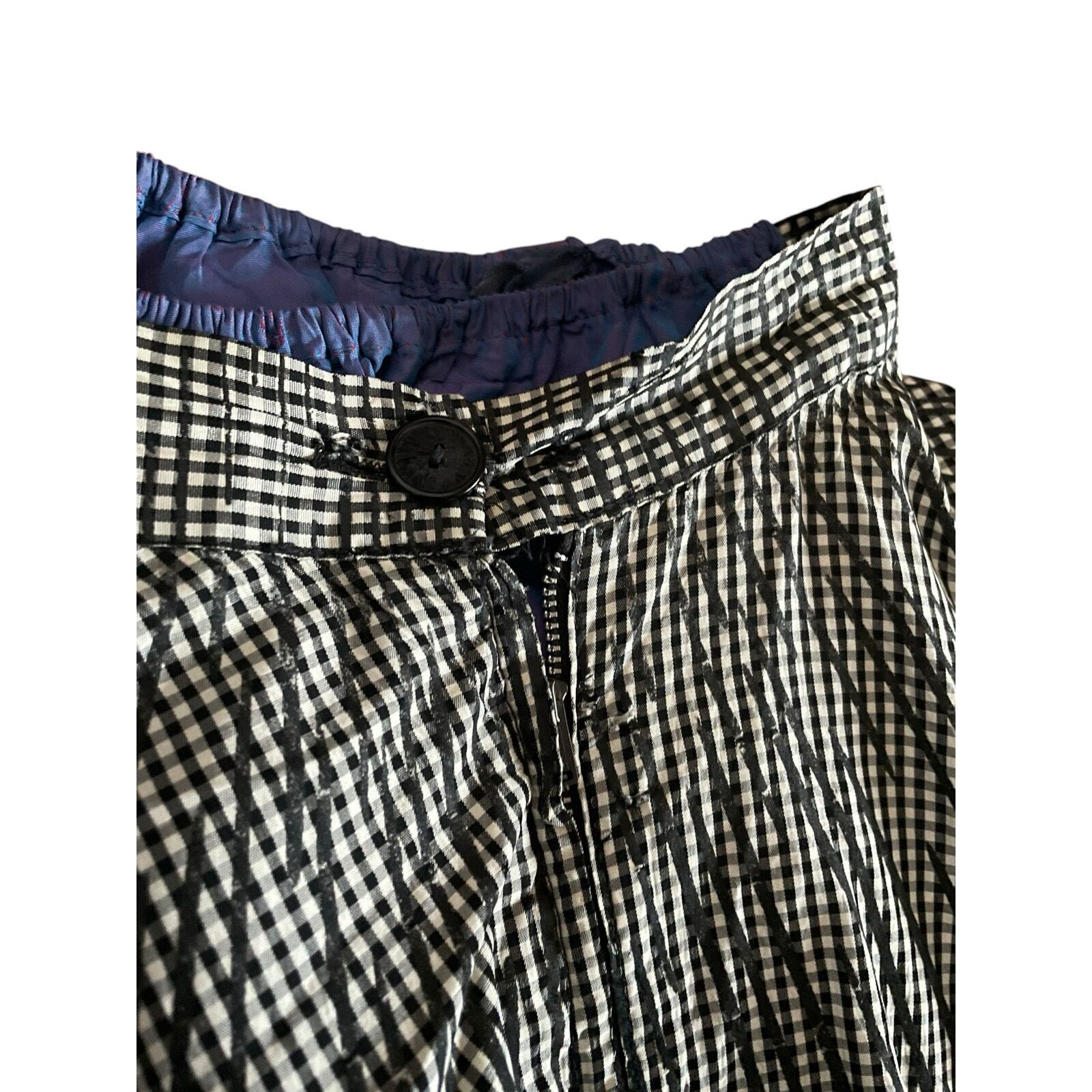 Upcycled Vintage 50s Black & White Checkered Flocked Full Skirt Funky Petticoat