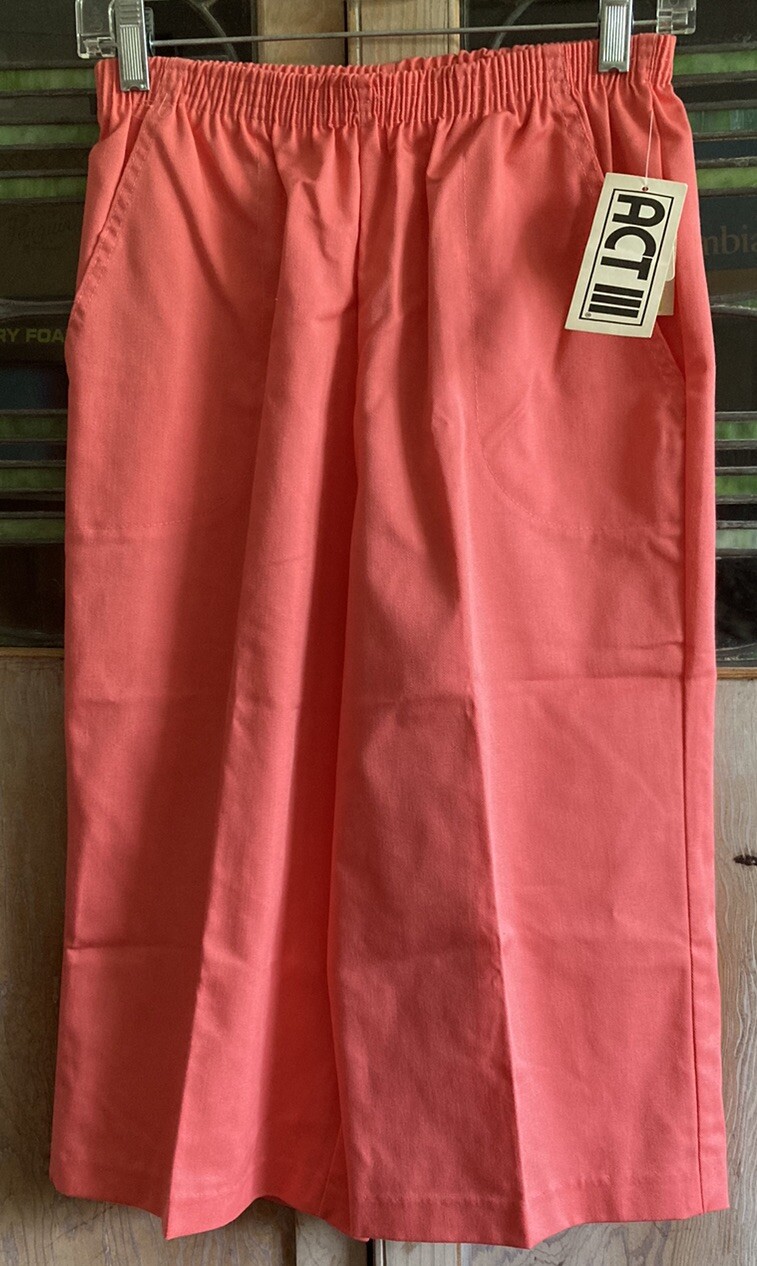 Act III Vintage gaucho culottes Wide Leg Pants Sz 11/12 Coral Pink NOSWT NOS 80s