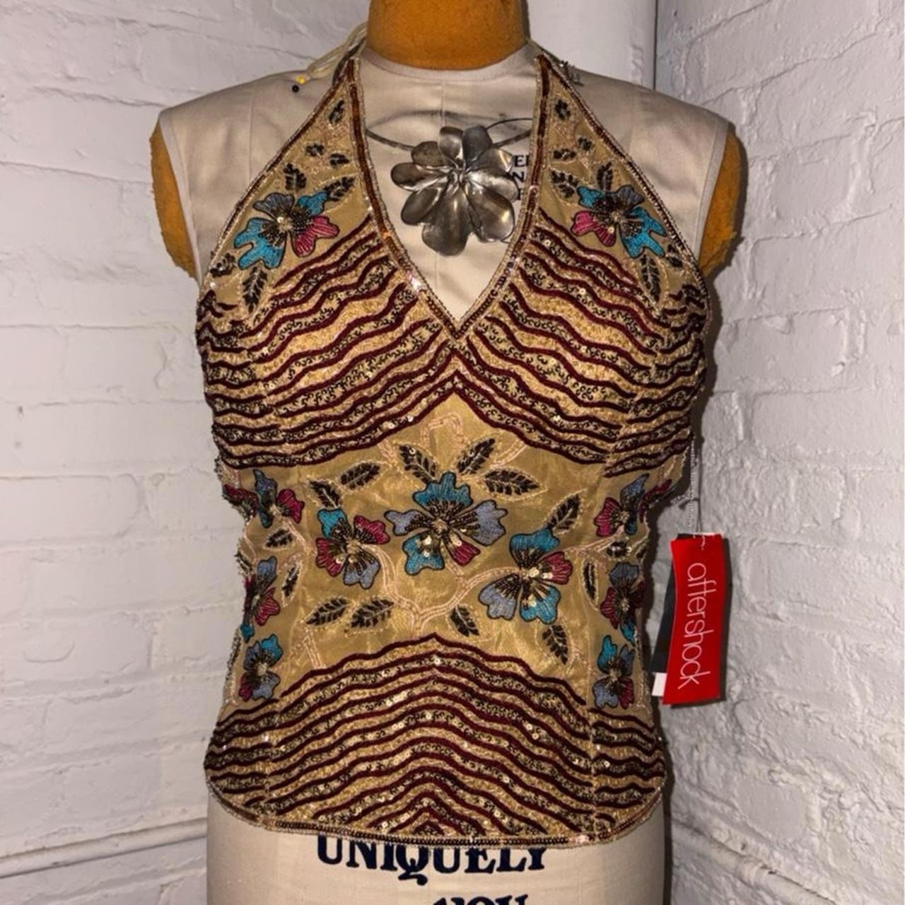 Y2K aftershock beaded halter corset | Deadstock Fairycore Boho Size m