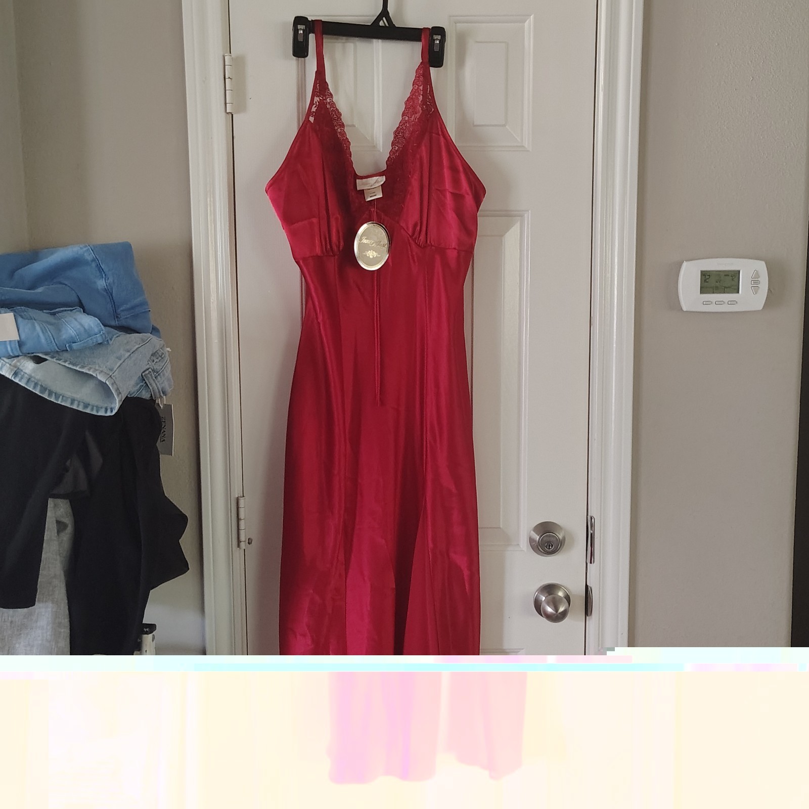 vintage with tags red satin inner most slip dress lingerie