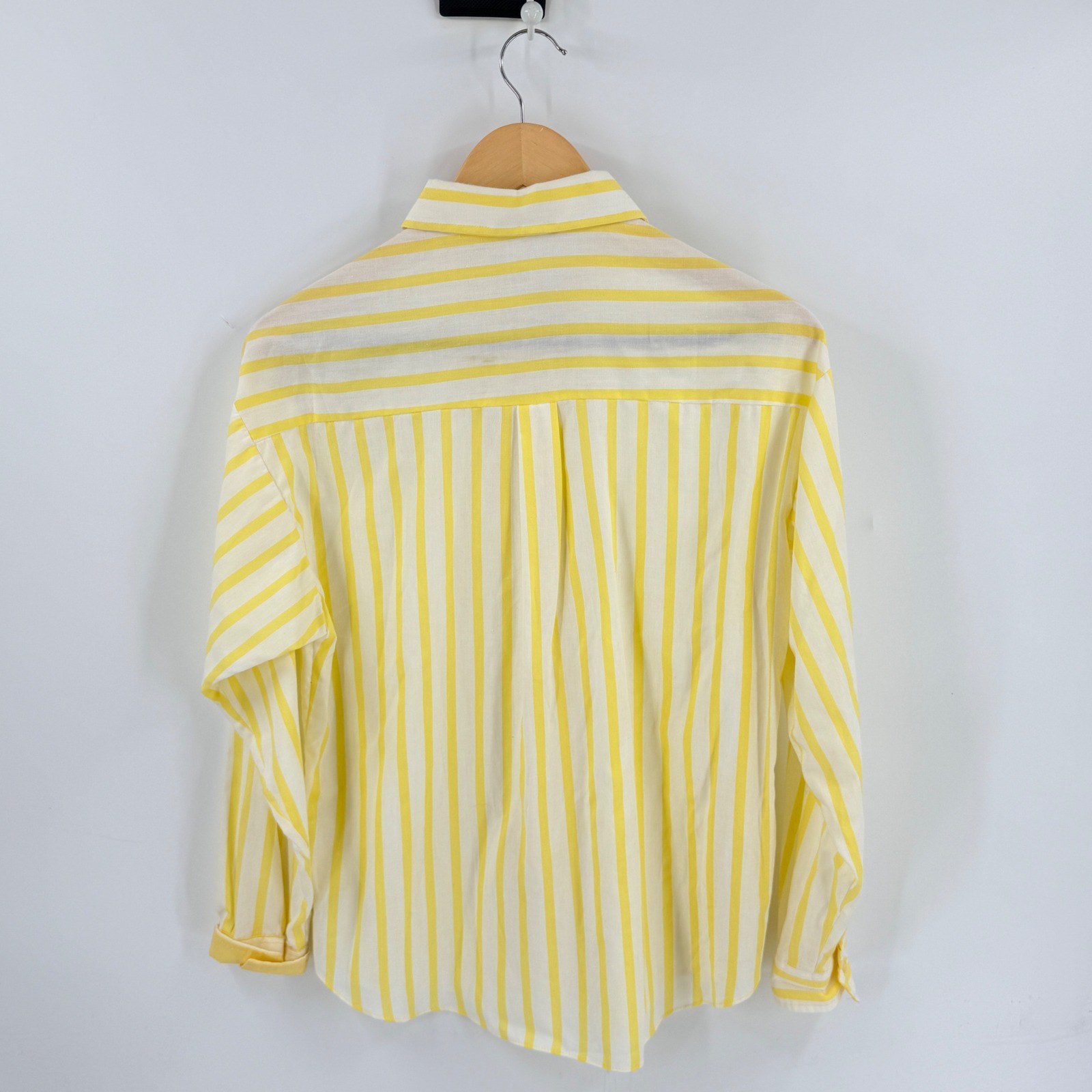 Vintage Hunters Glen Striped Button Down Shirt Yellow White USA Top Size 14
