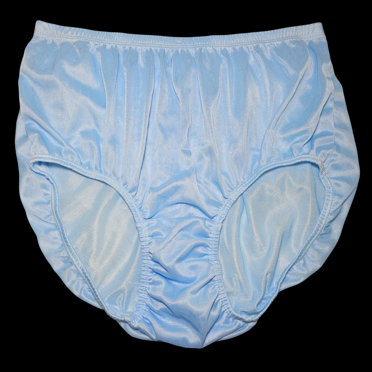 VTG Sheer Nylon Panty Granny Blue Double Gusset Sheer Brief Sz. 10-11 Hip 48-52″