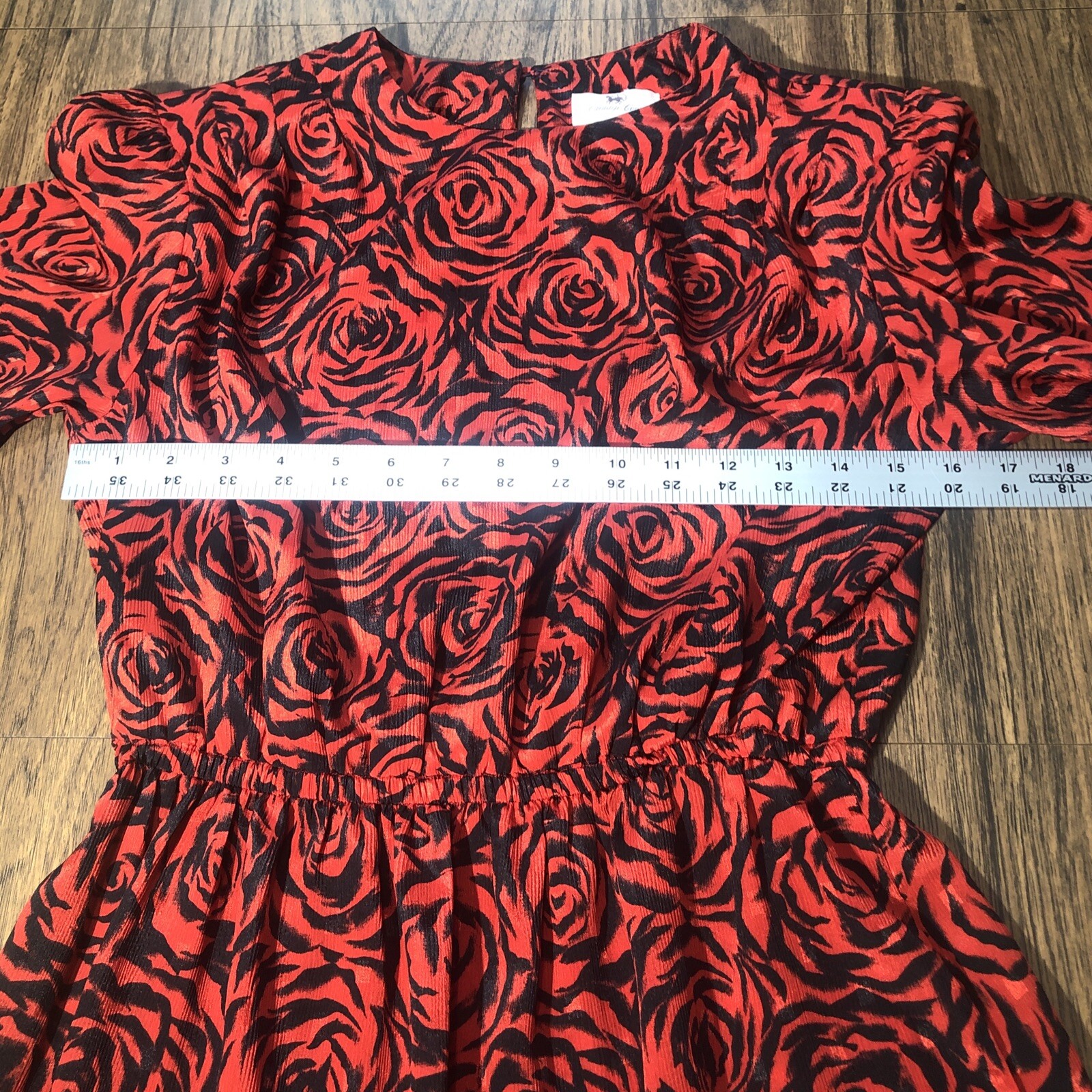 Vintage Carriage Court Evening Dress Red Roses Pockets Elastic Waist READ SIZE