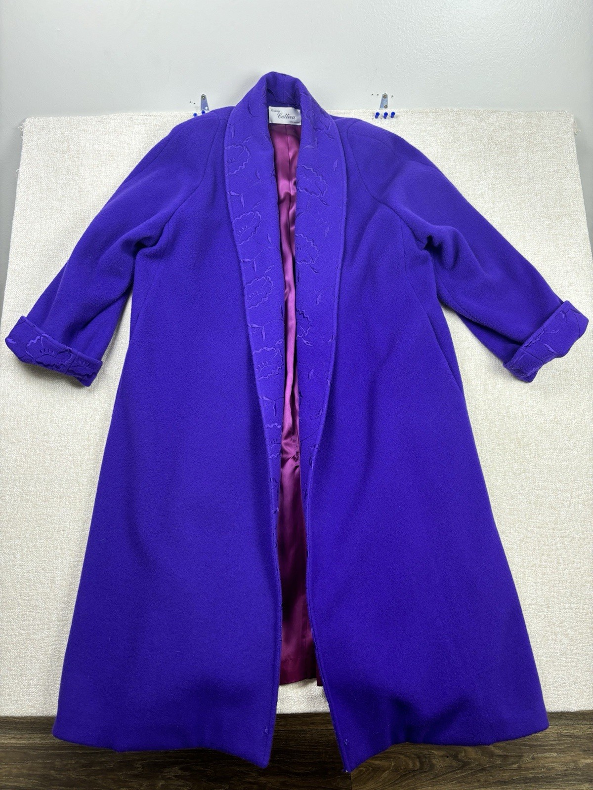 Vintage 80s Cattiva Embroidered Coat Womens Size 10 Purple .