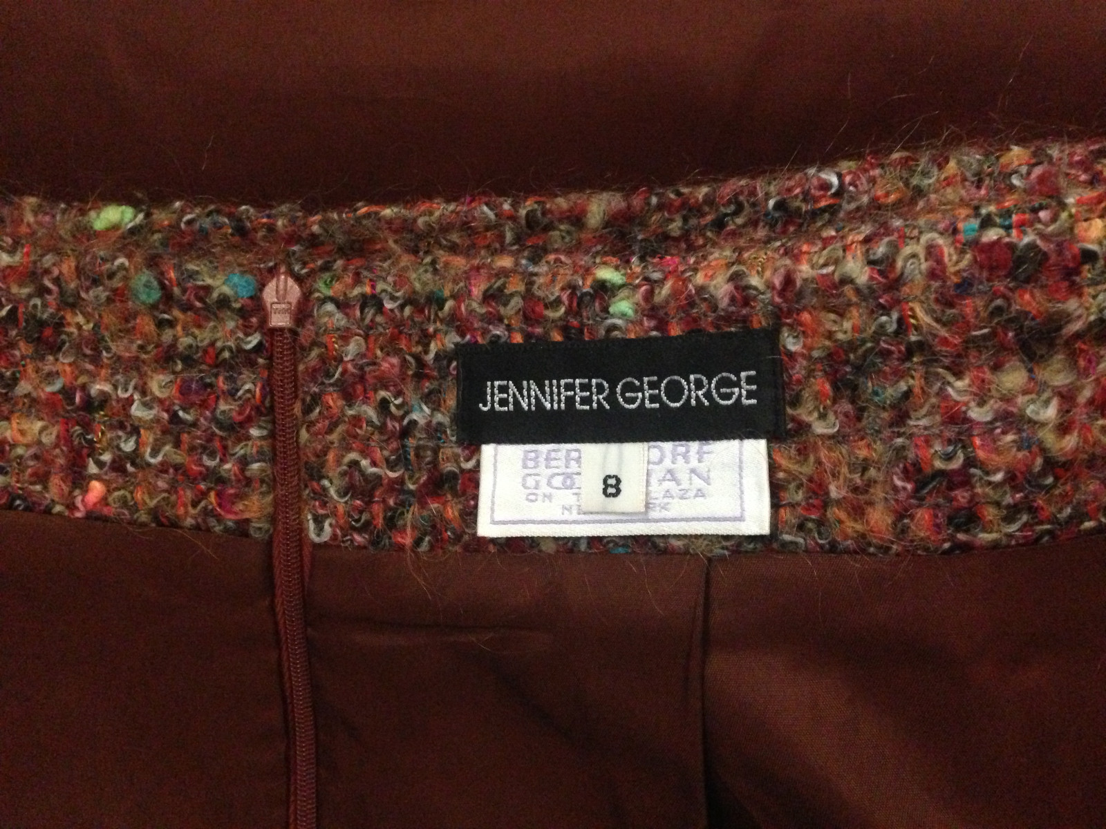 BERGDORF GOODMAN Mohair Skirt Hi Waist Jennifer George Boucle Nubby Tweed 8