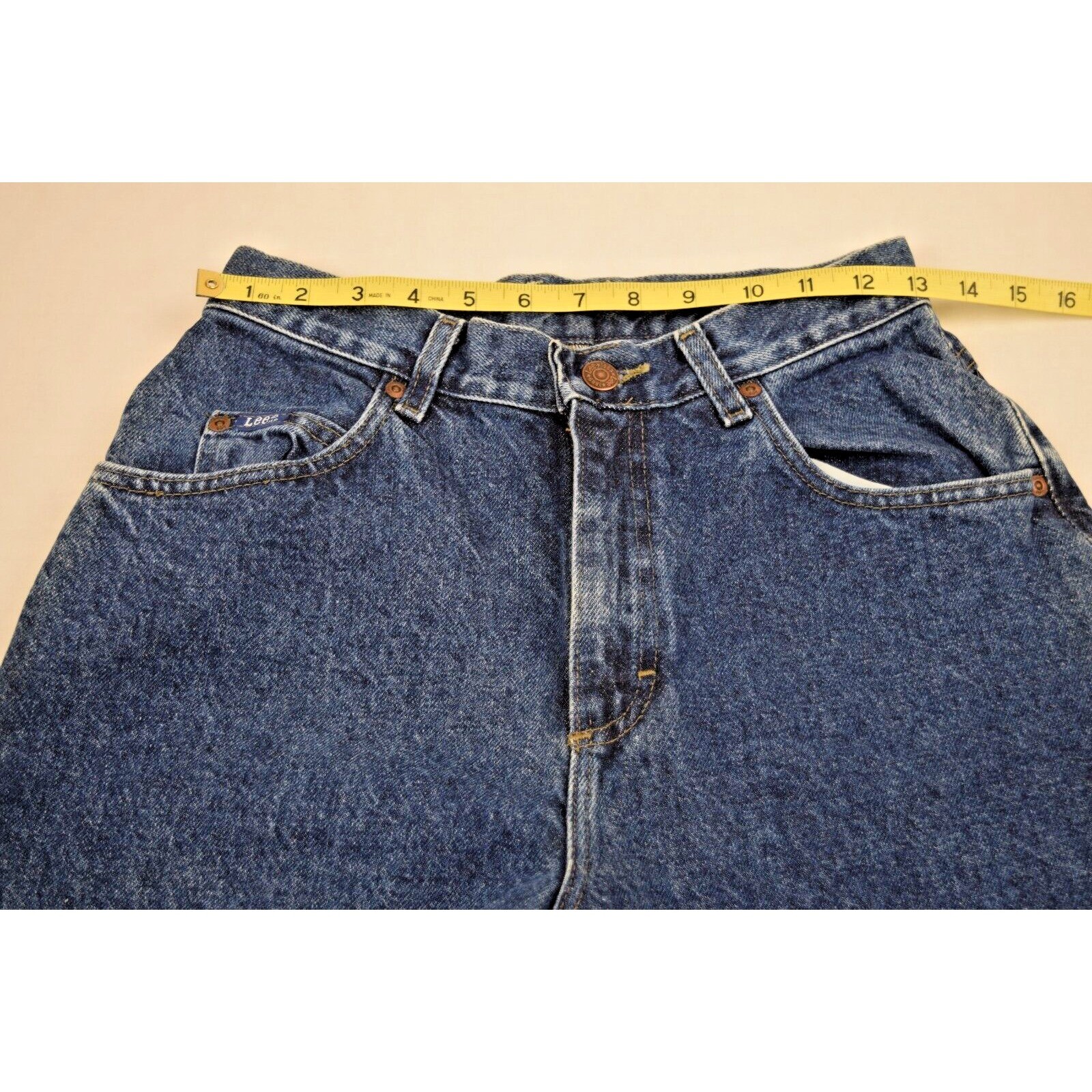 Vintage Lee Jeans 26X31 80s Indigo Wash High Waist Tapered Classic Fit Made USA