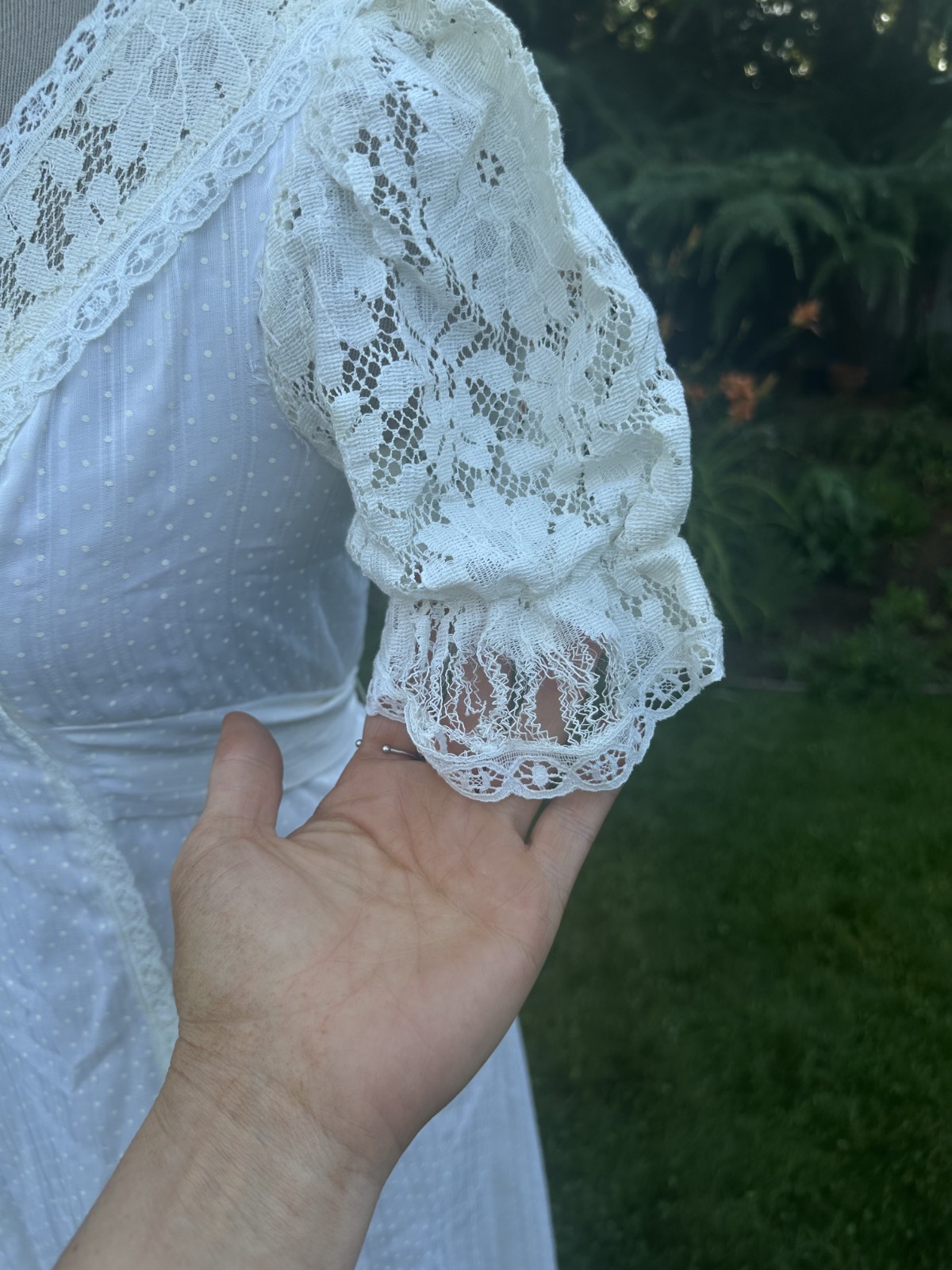 VTG 60 70 Trivia Charm Of Hollywood White Eyelet wedding Maxi Prairie Dress