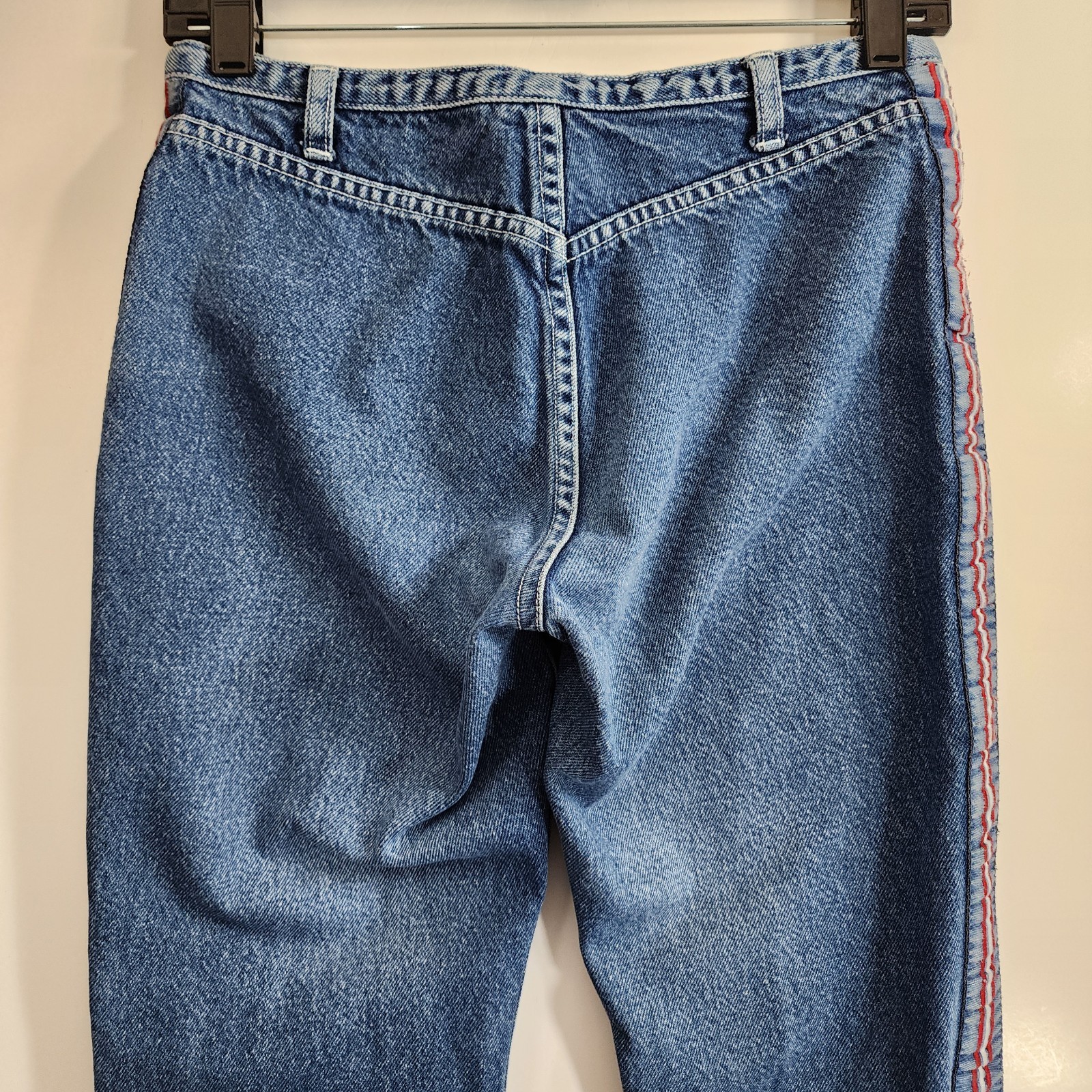 Vintage TOMMY HILFIGER Jeans Womens 5 Blue Patch Pockets Bareback Stripe 90s Y2K