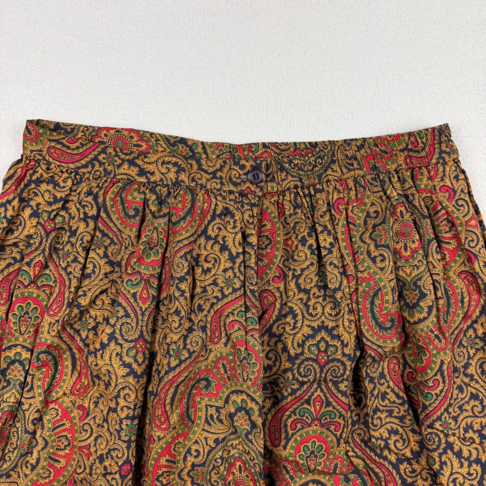 Vintage ILGWU Union Made USA F.A. Chatta Women 16 Paisley Print Rayon Midi Skirt