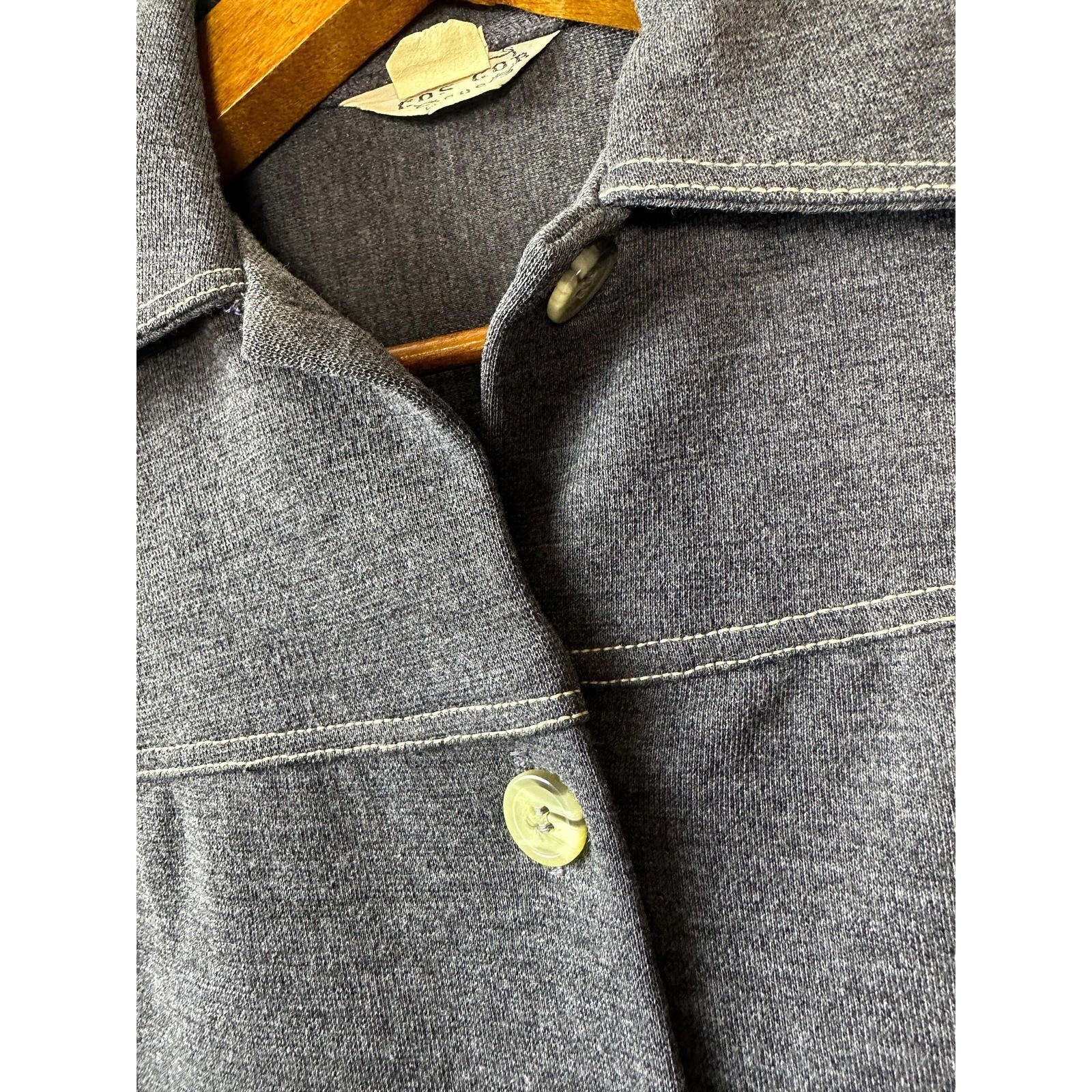 Cos Cob Wool Blend Gray Tunic Shirt Womens Sz Medium Vintage 1960s