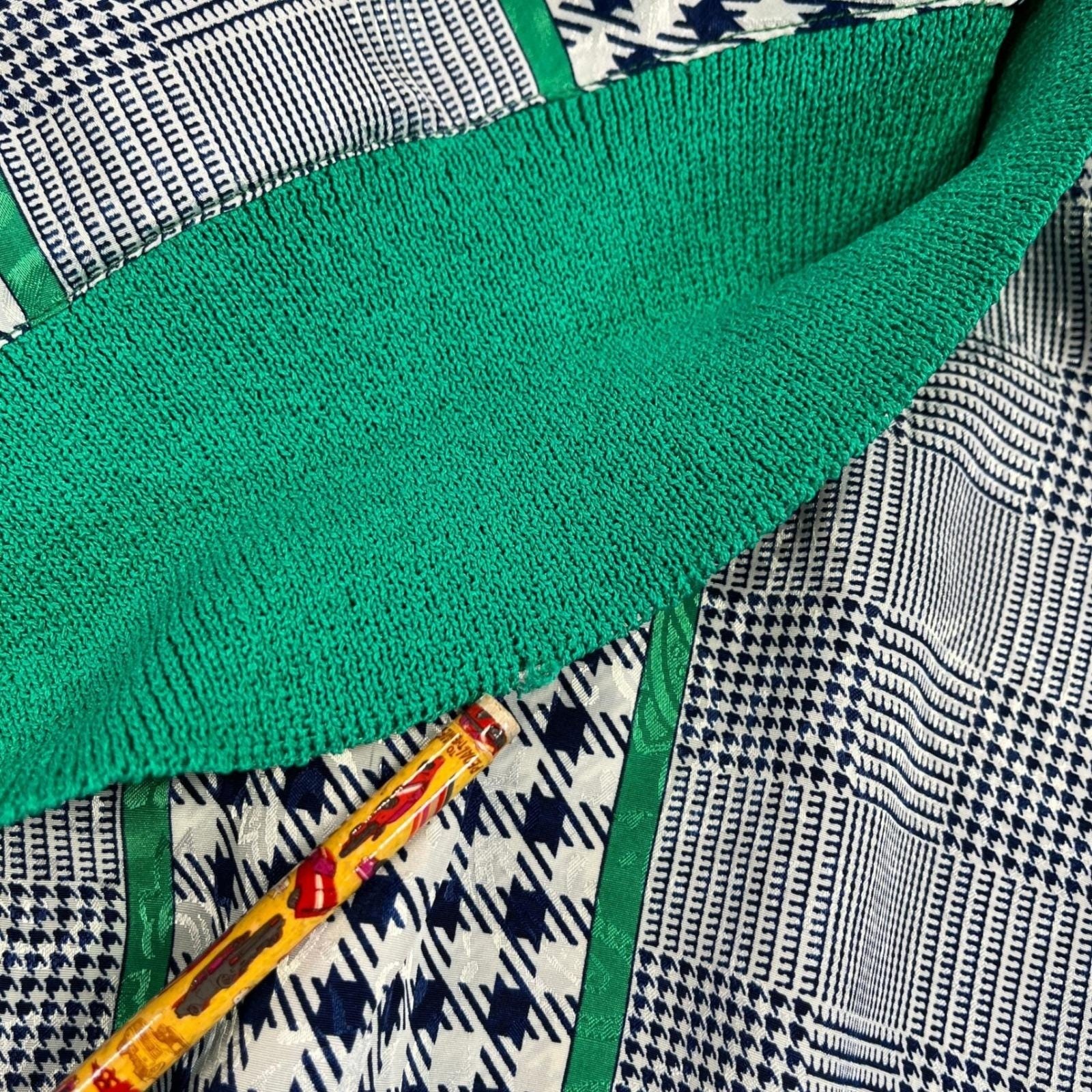 Vintage 80s Castleberry Statement Blouse EUR 16 – L US Green Houndstooth Plaid